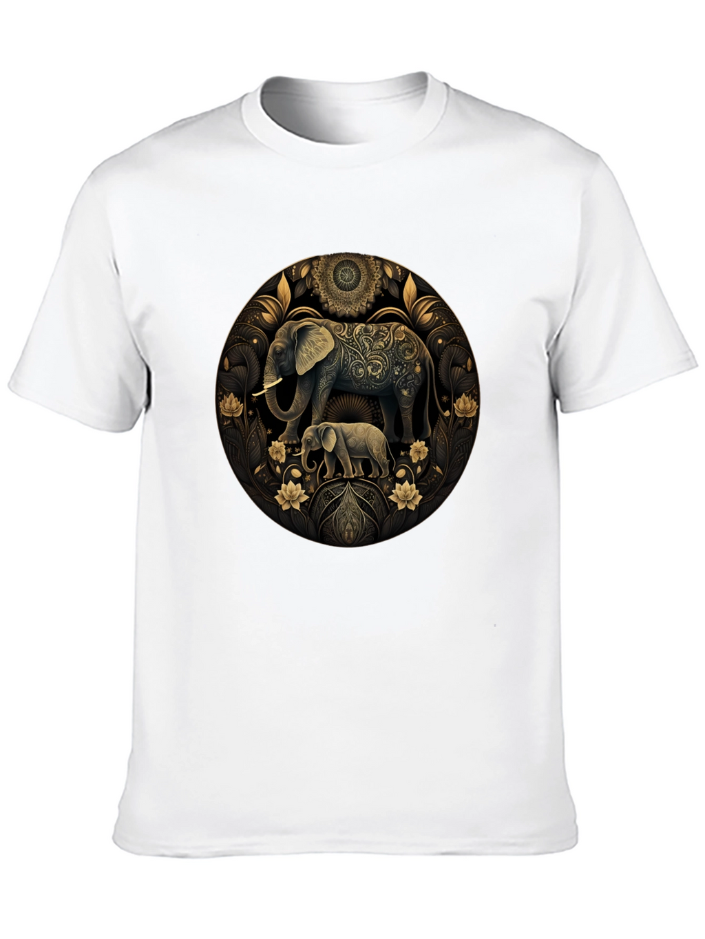 Elephant Mandala Graphic Black Tee