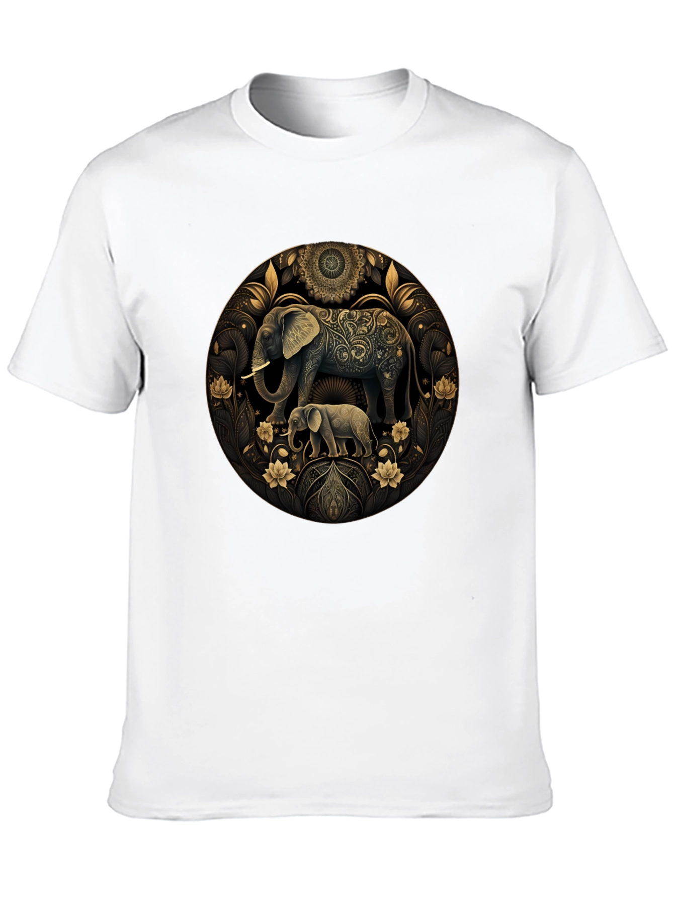 Elephant Mandala Graphic Black Tee