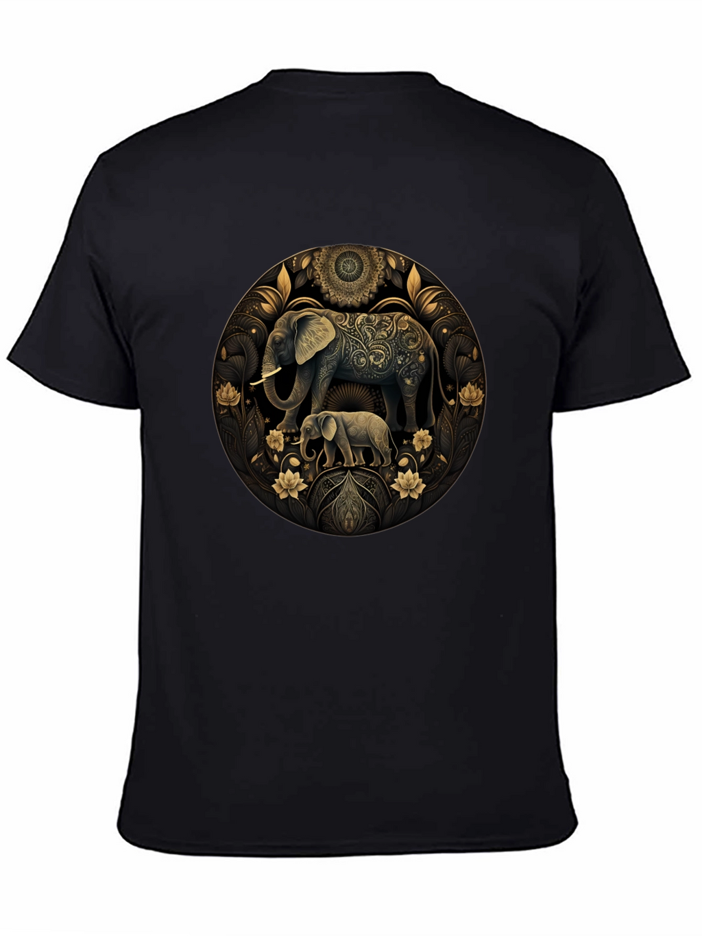 Elephant Mandala Graphic Black Tee