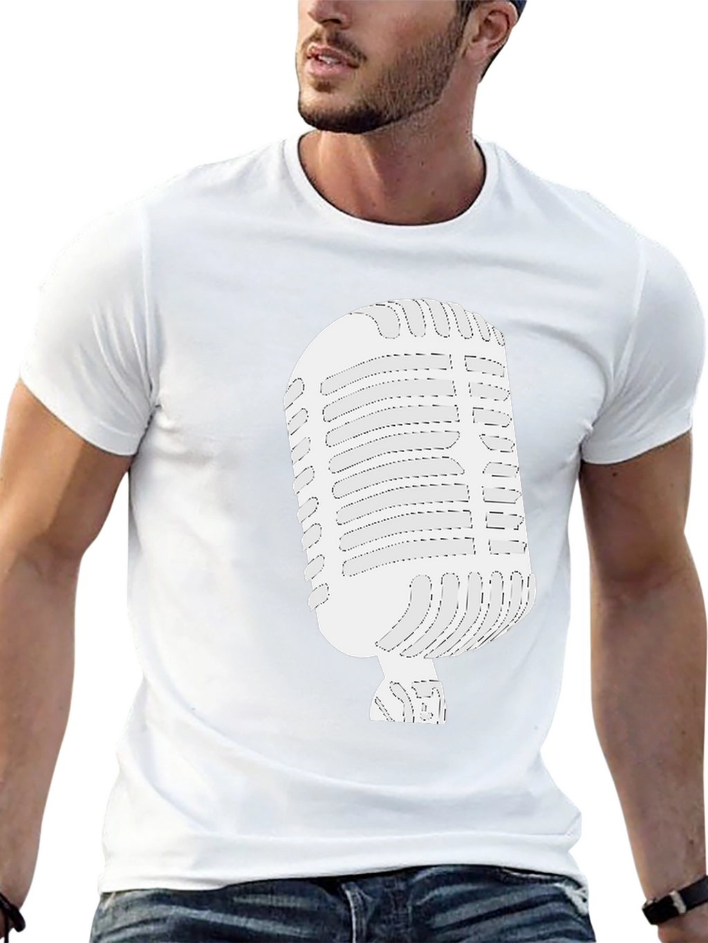Retro Microphone Graphic Tee - Classic Vocal Style