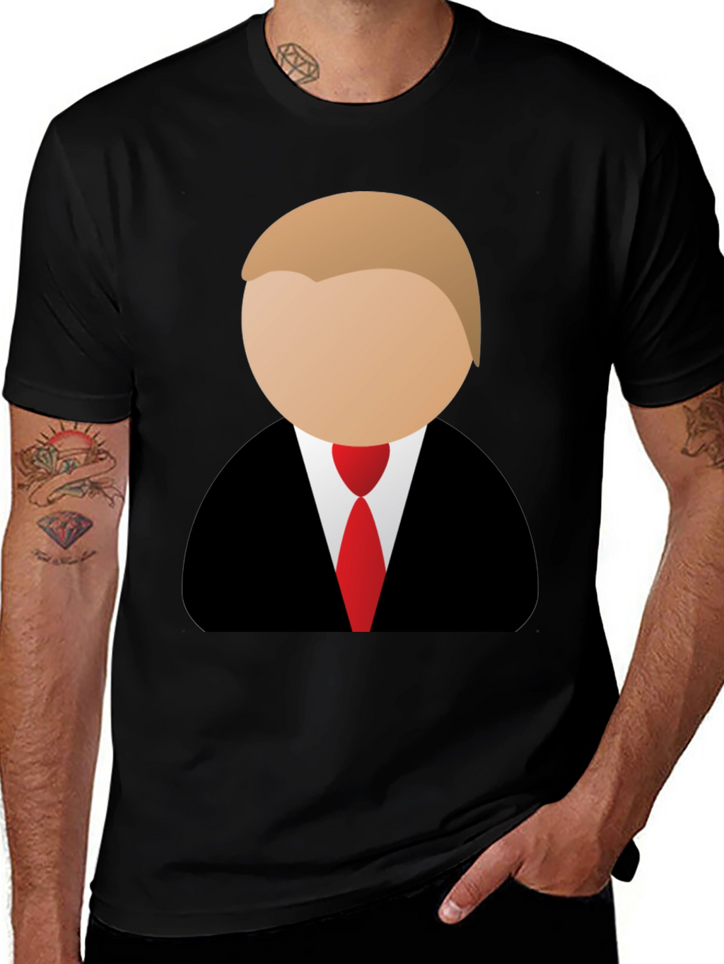 Trump Cartoon Graphic Tee - Black