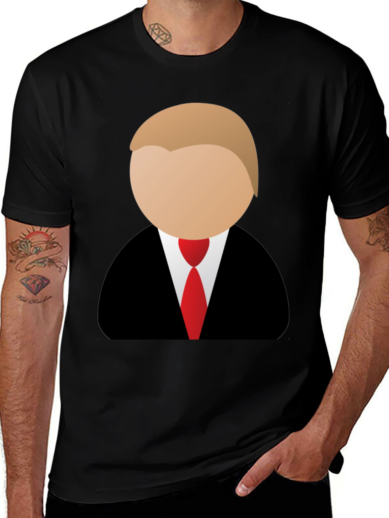 Trump Cartoon Graphic Tee - Black
