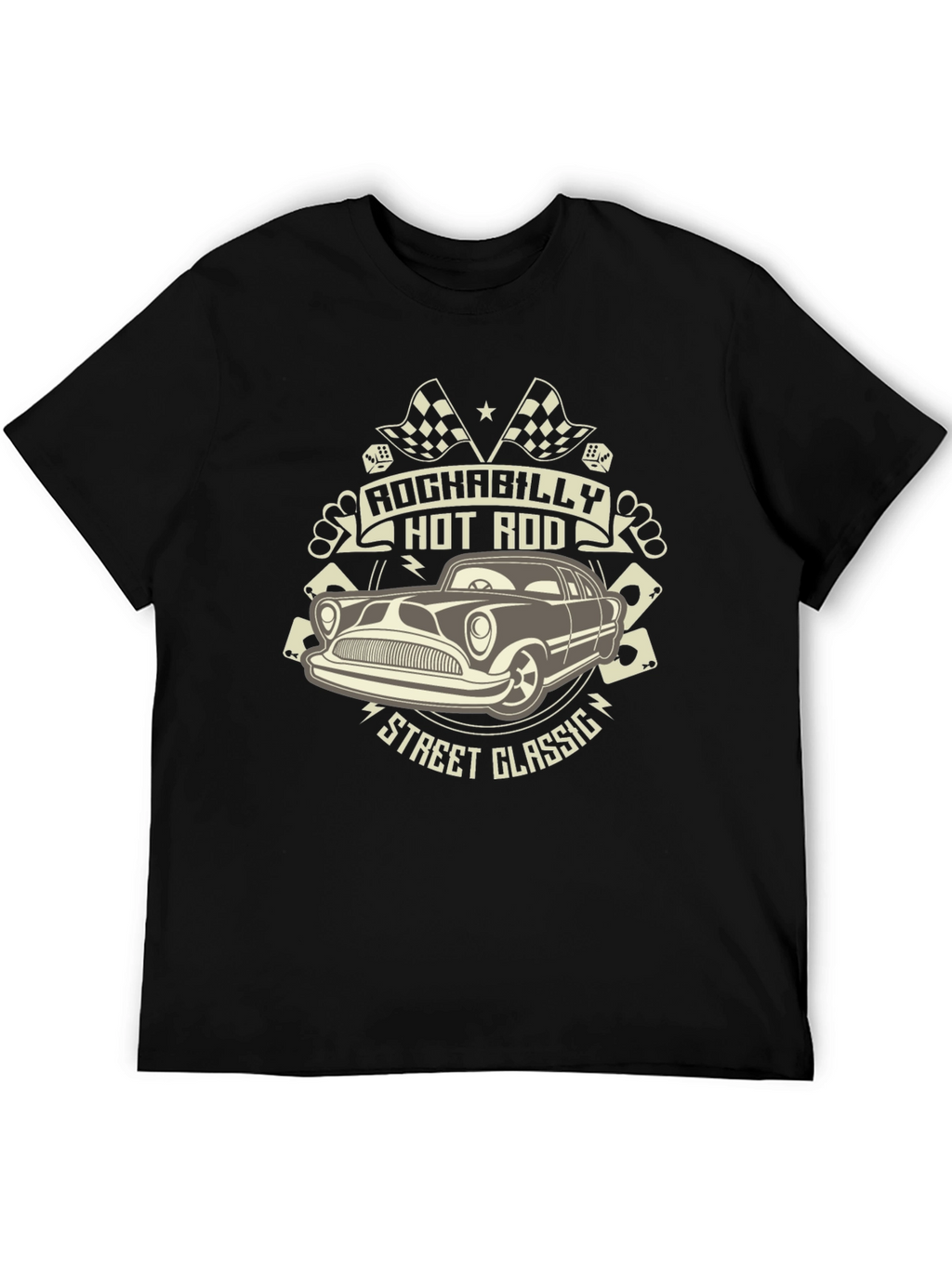 Rockabilly Hot Rod Classic Car Black T-Shirt