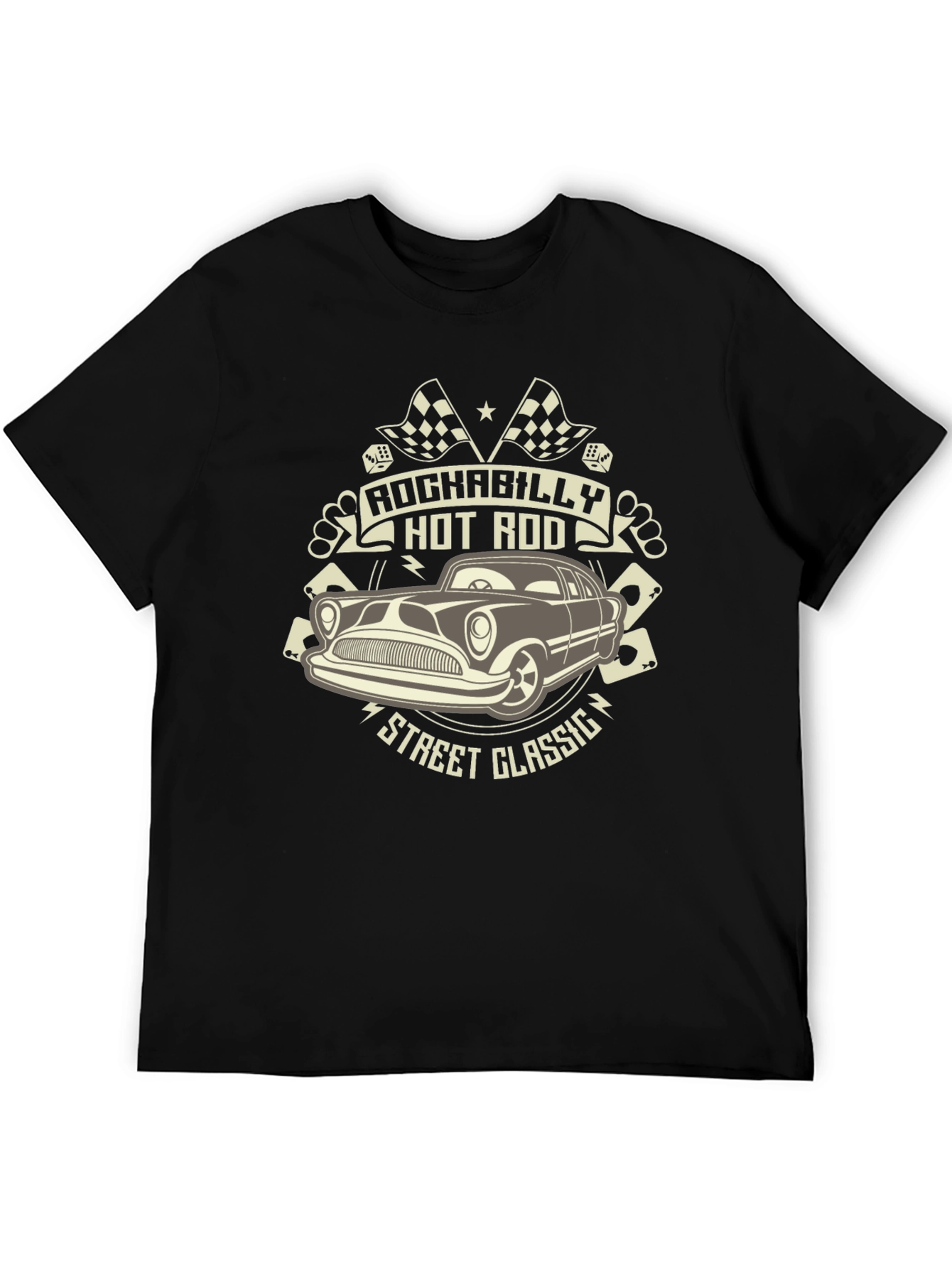 Rockabilly Hot Rod Classic Car Black T-Shirt