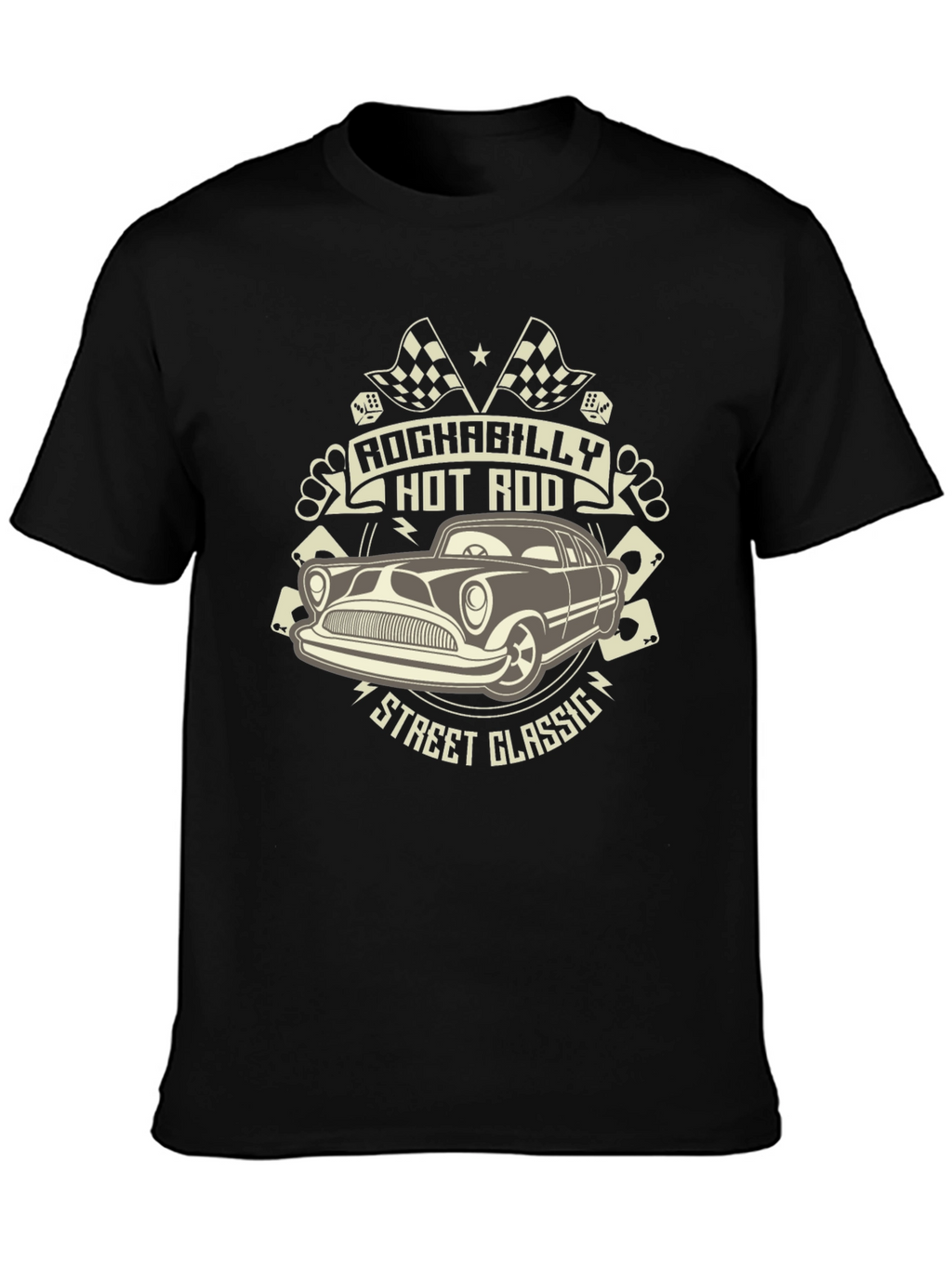 Rockabilly Hot Rod Classic Car Black T-Shirt