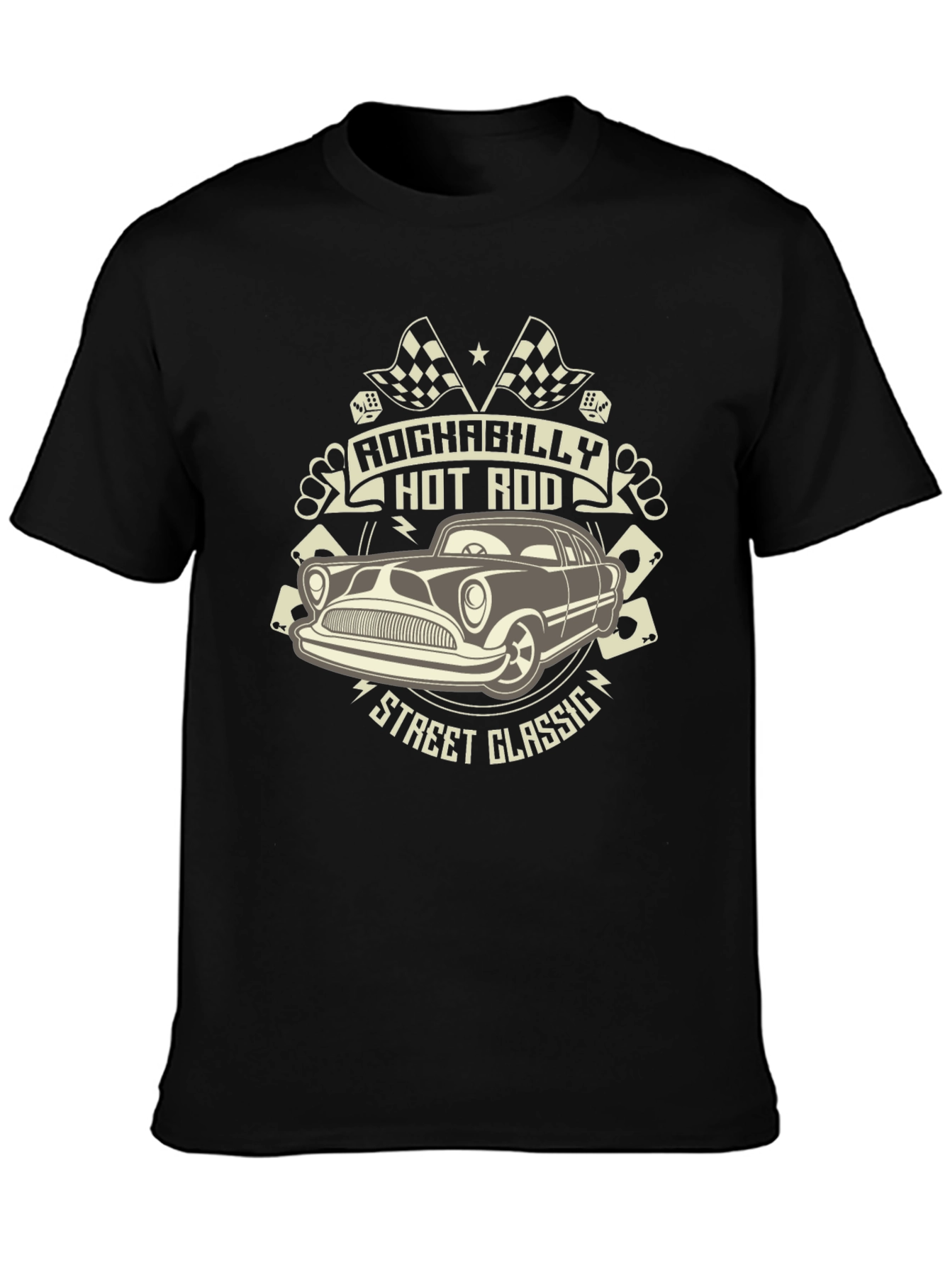 Rockabilly Hot Rod Classic Car Black T-Shirt