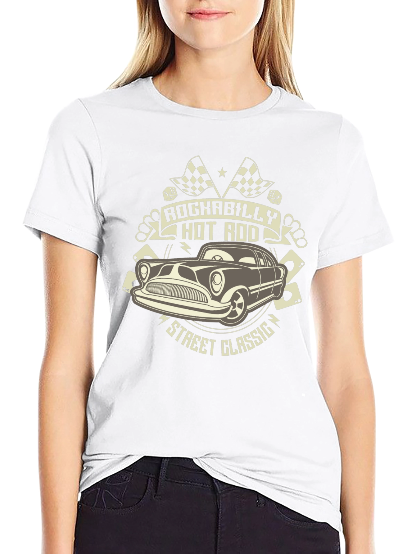 Rockabilly Hot Rod Classic Car Black T-Shirt