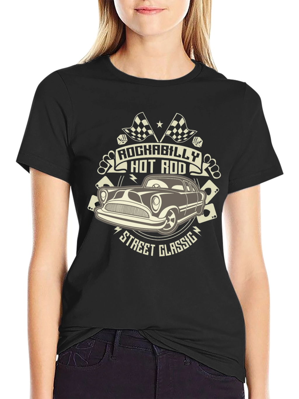 Rockabilly Hot Rod Classic Car Black T-Shirt