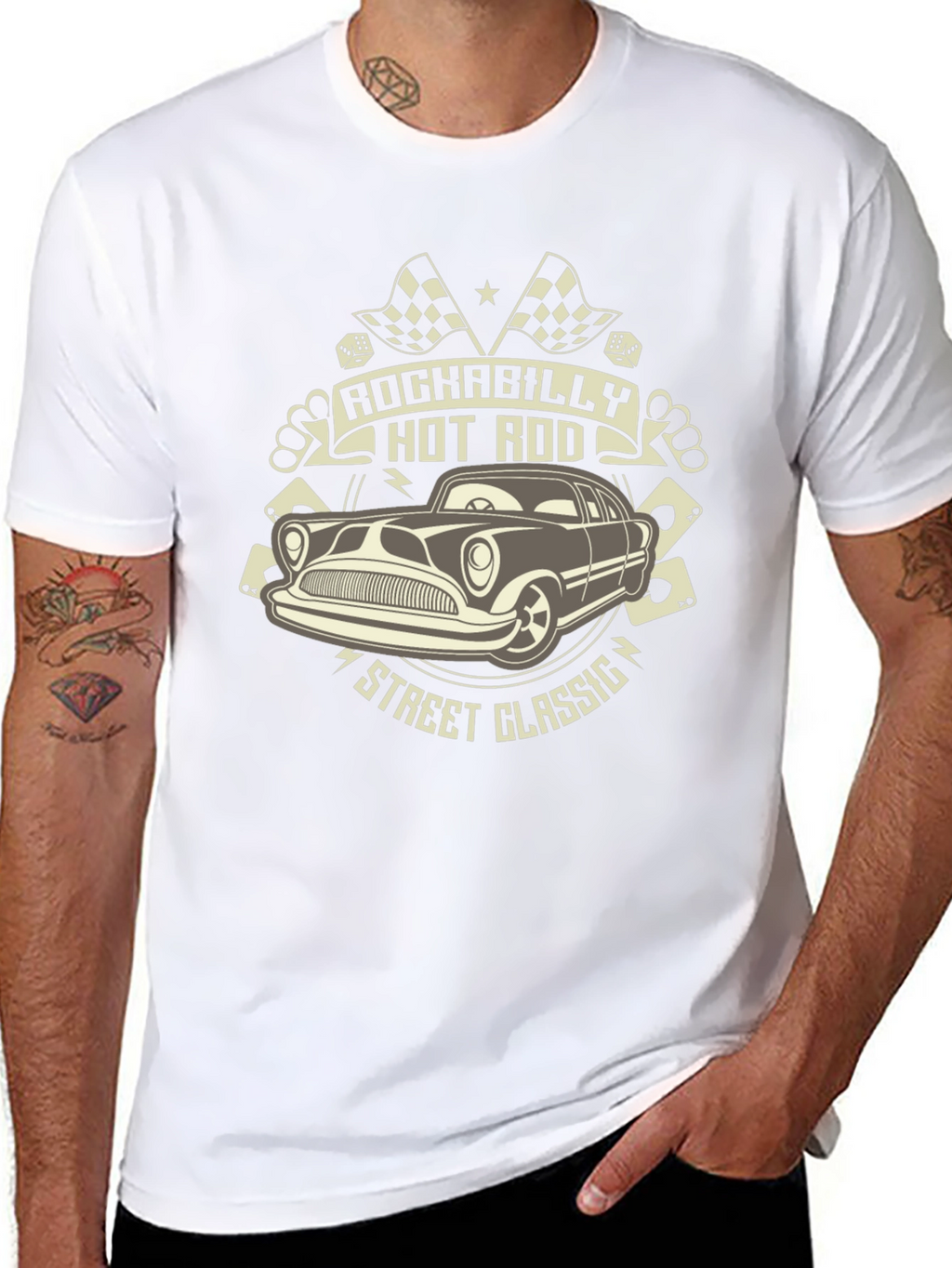 Rockabilly Hot Rod Classic Car Black T-Shirt