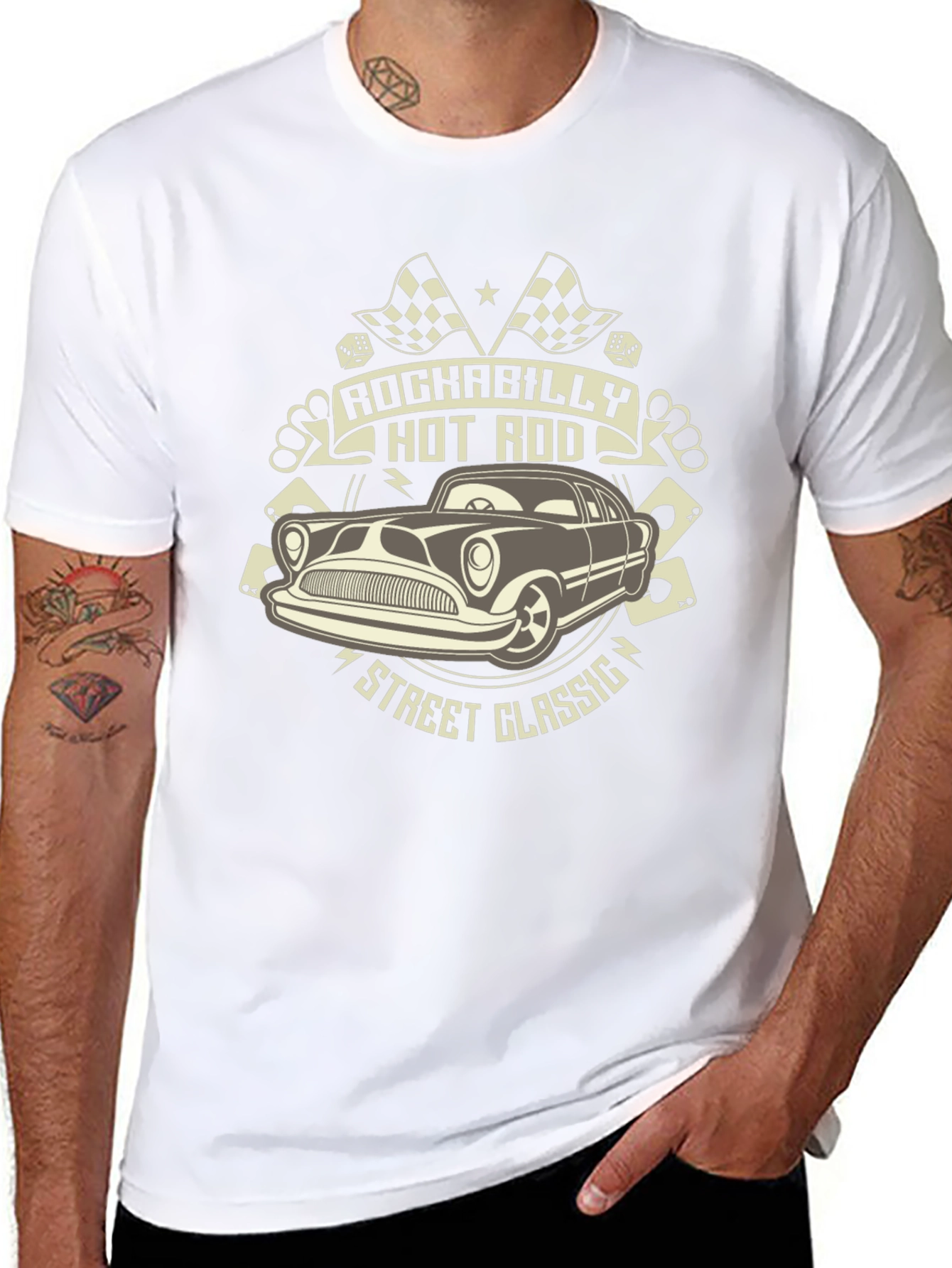 Rockabilly Hot Rod Classic Car Black T-Shirt