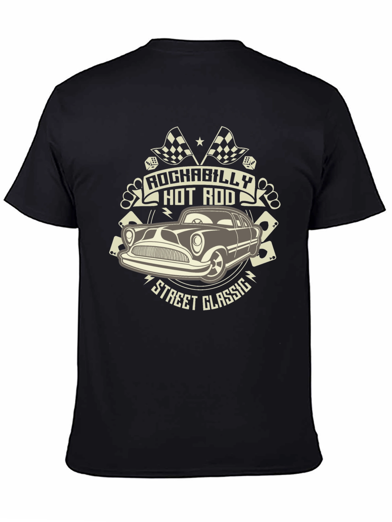 Rockabilly Hot Rod Classic Car Black T-Shirt