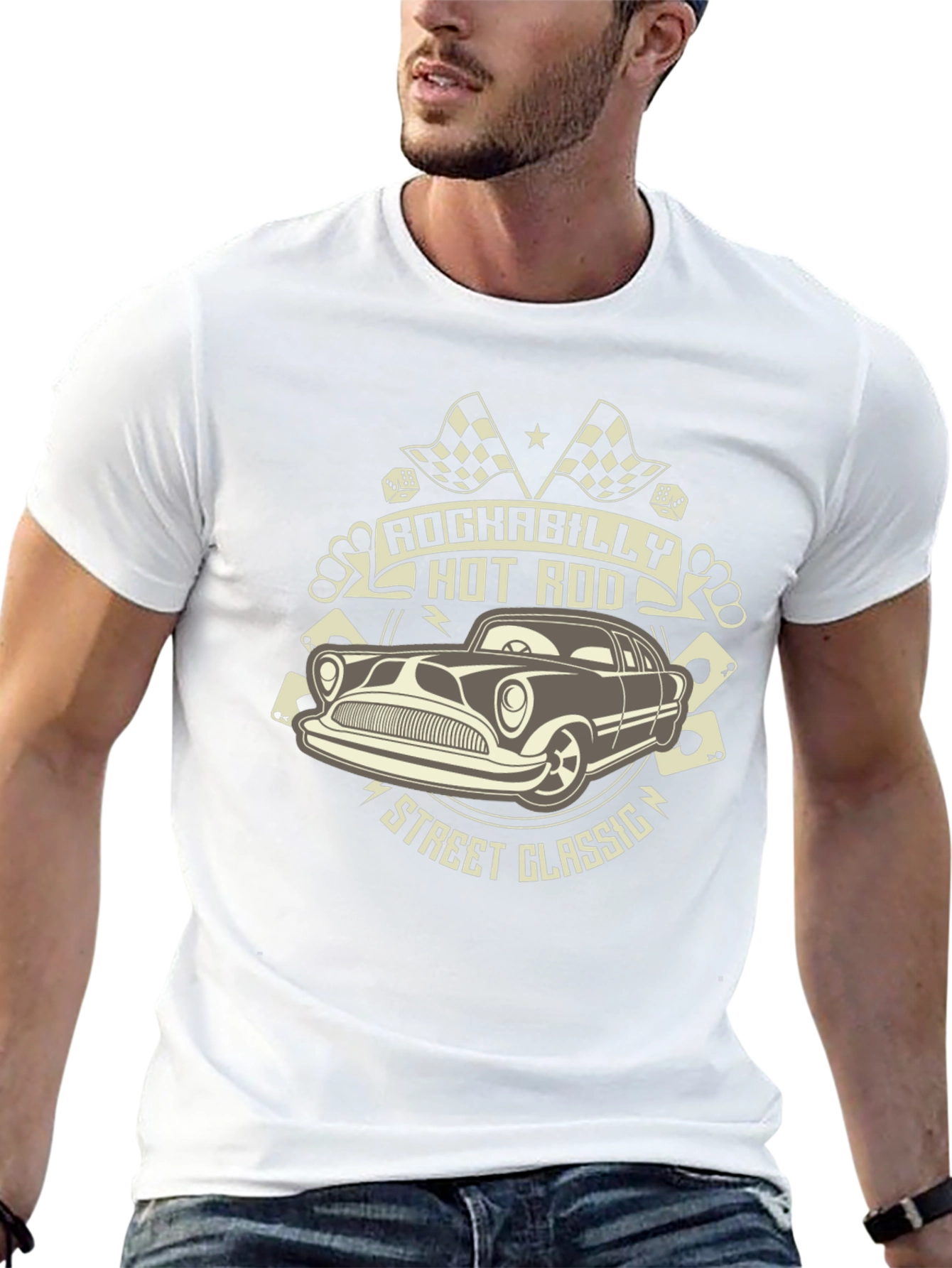 Rockabilly Hot Rod Classic Car Black T-Shirt
