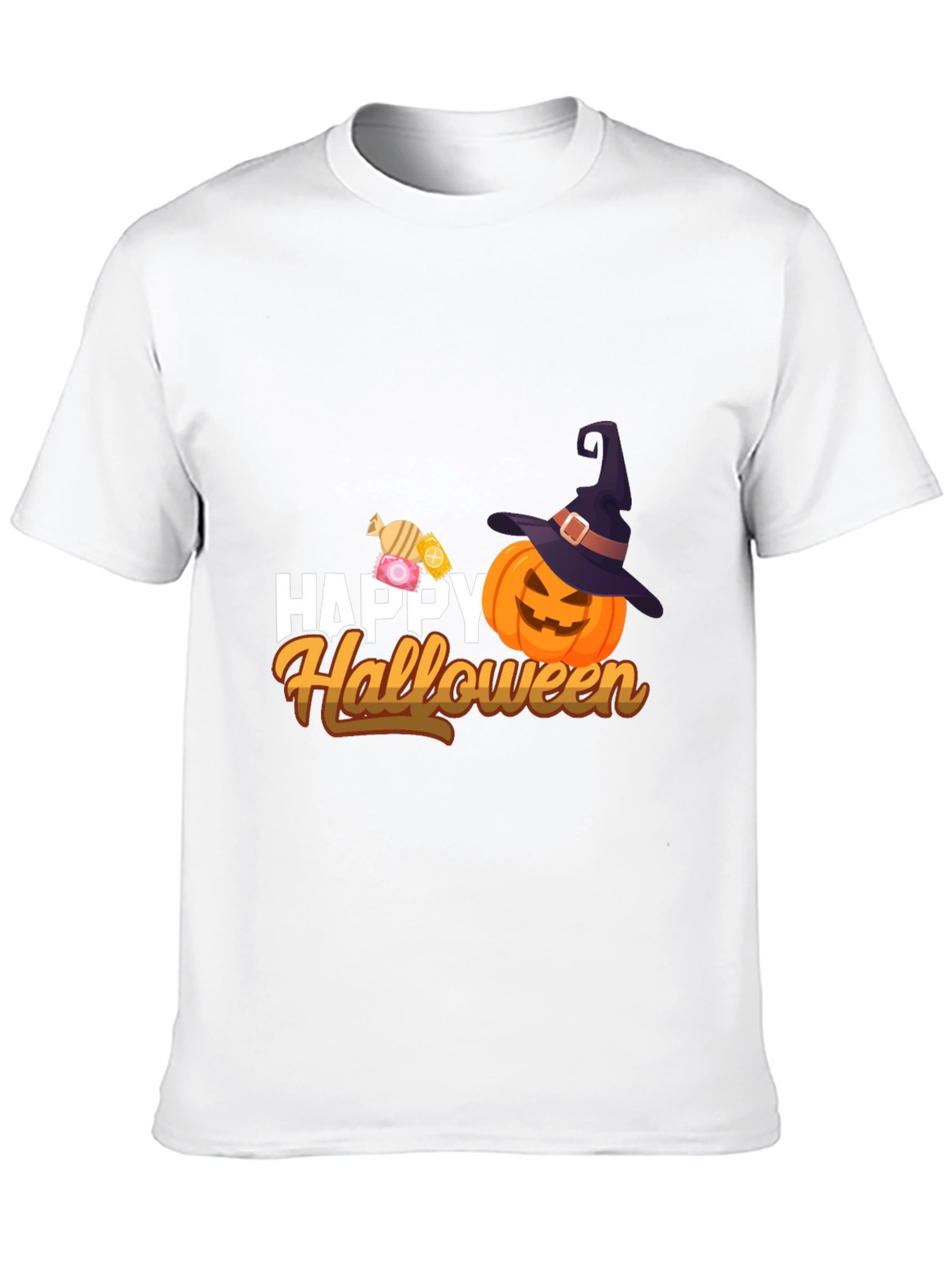 Happy Halloween T-Shirt - Pumpkin & Candy Design