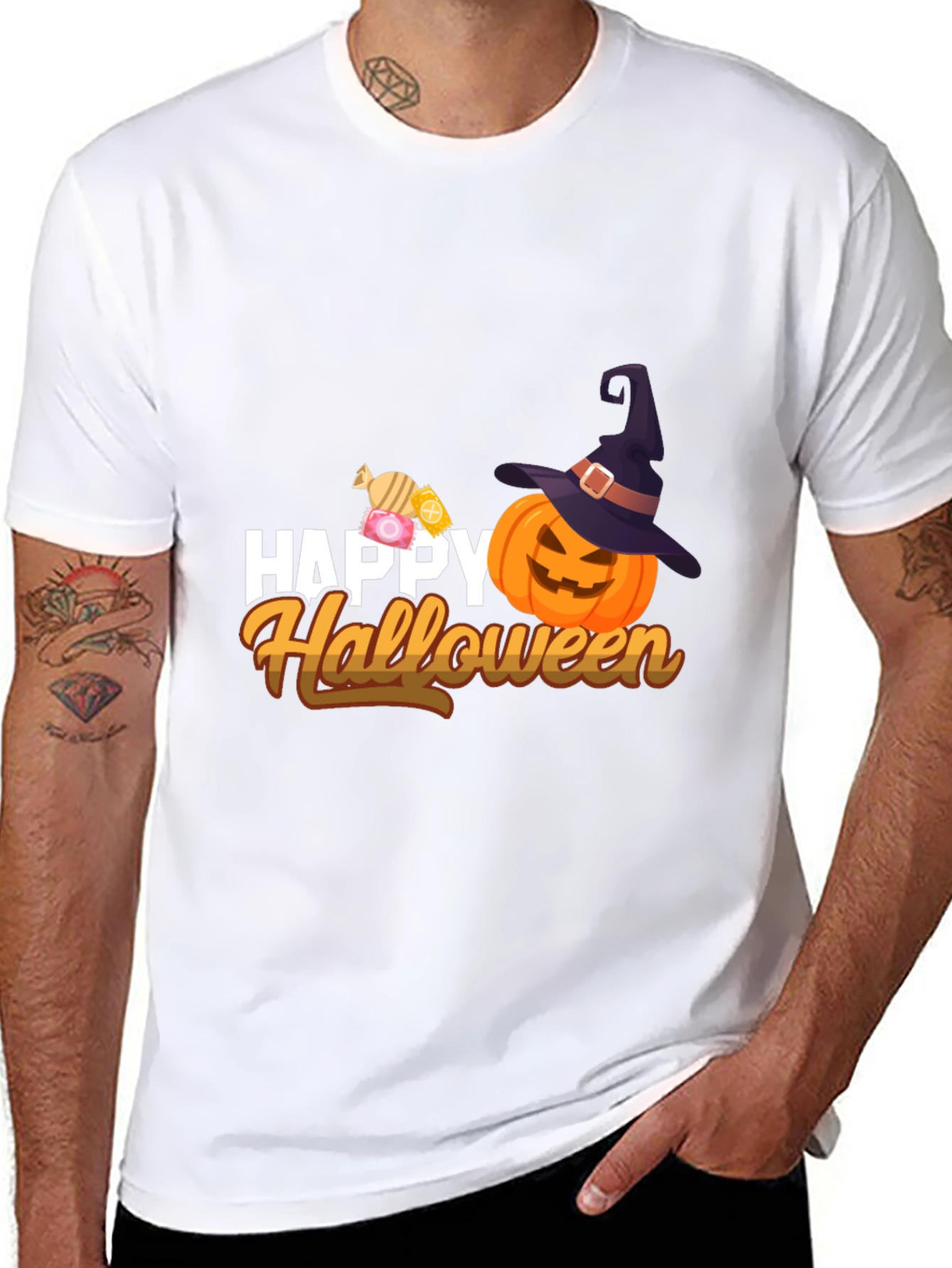 Happy Halloween T-Shirt - Pumpkin & Candy Design