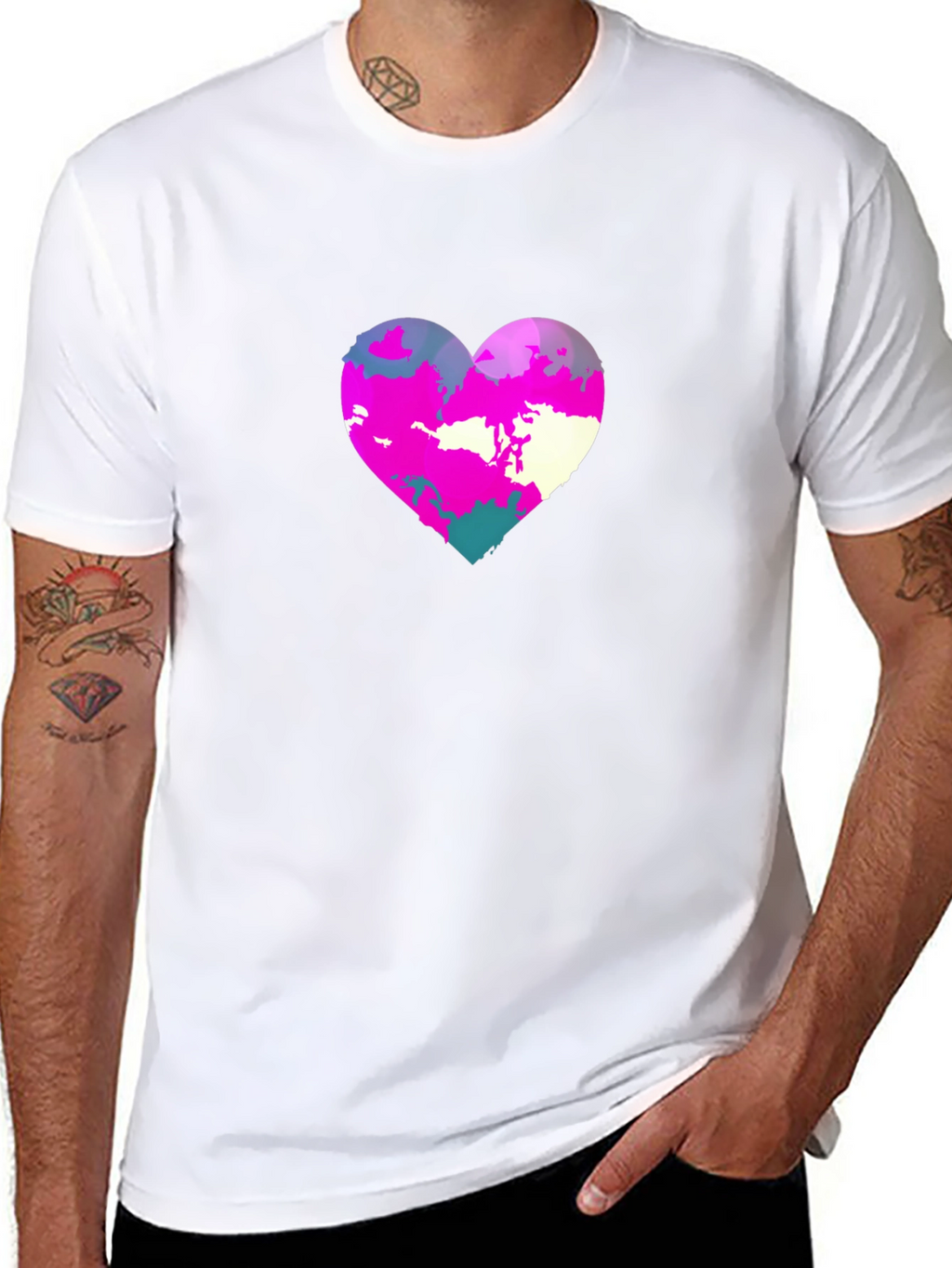 Heart Graphic Print Black Tee