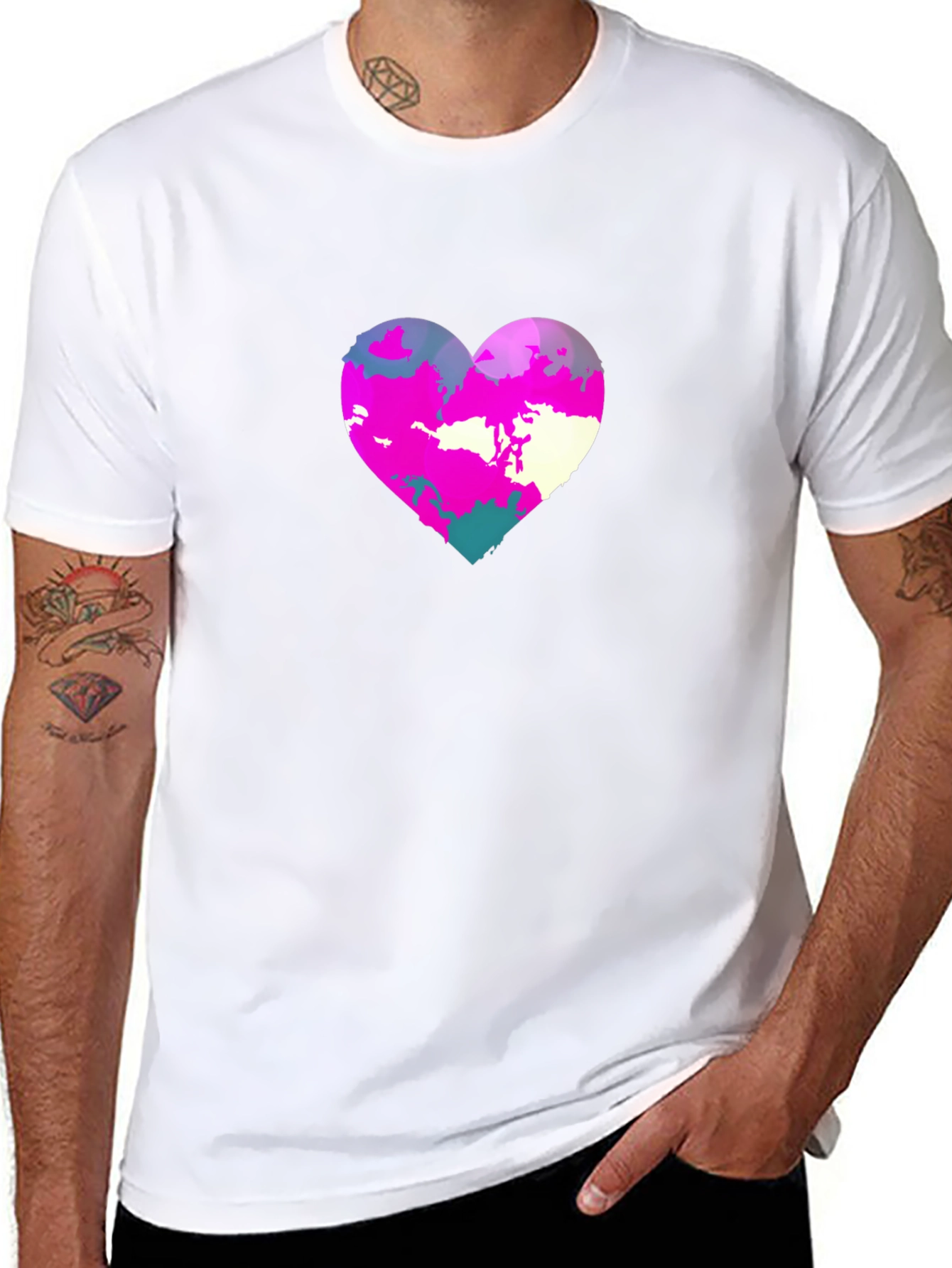 Heart Graphic Print Black Tee