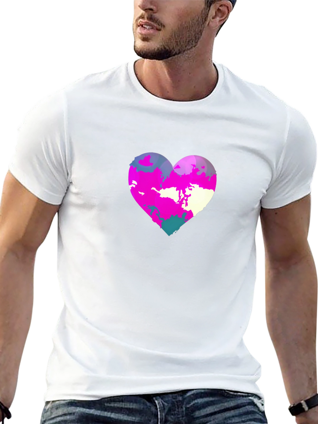 Heart Graphic Print Black Tee