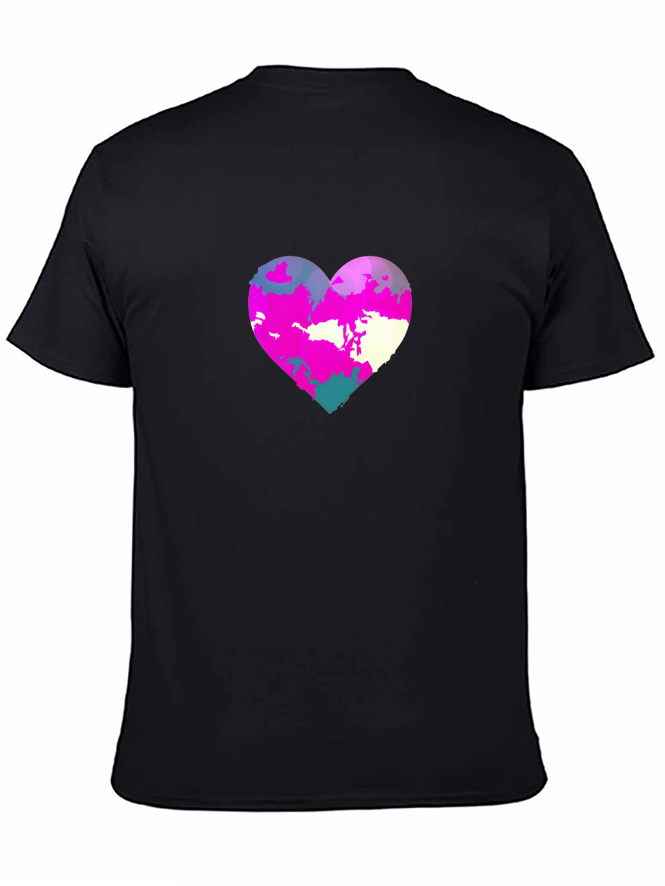 Heart Graphic Print Black Tee