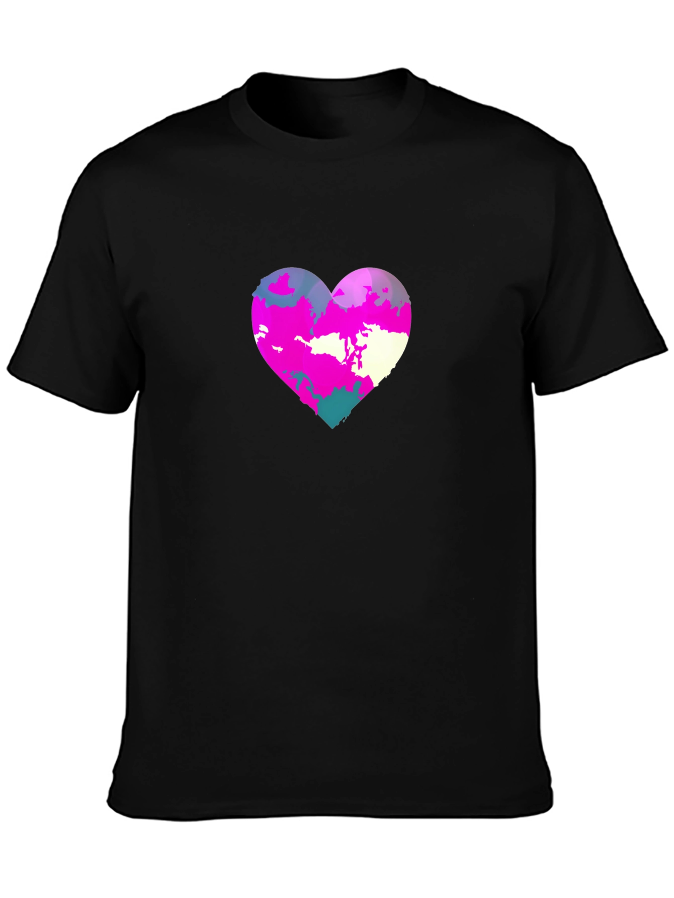 Heart Graphic Print Black Tee