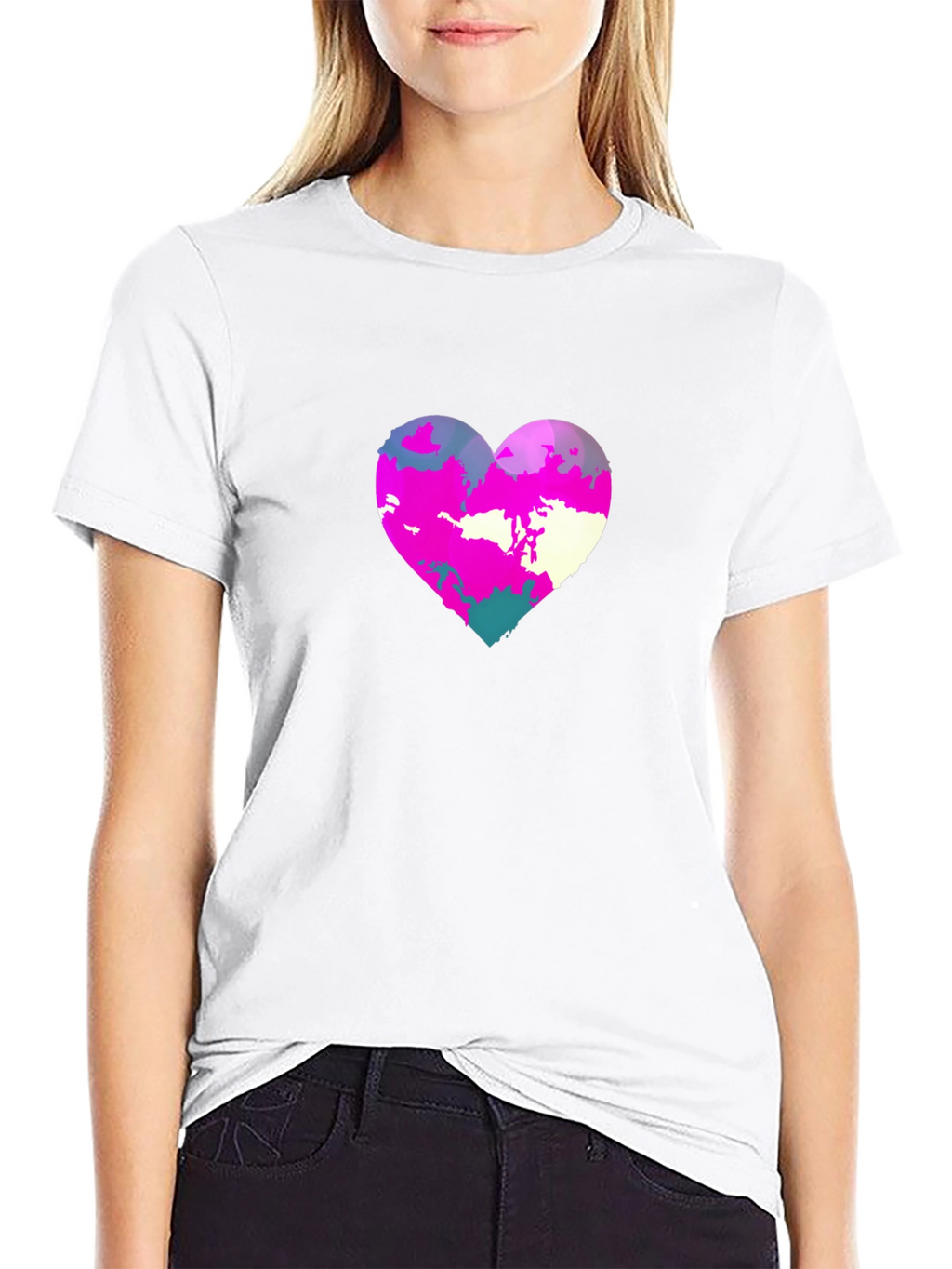 Heart Graphic Print Black Tee