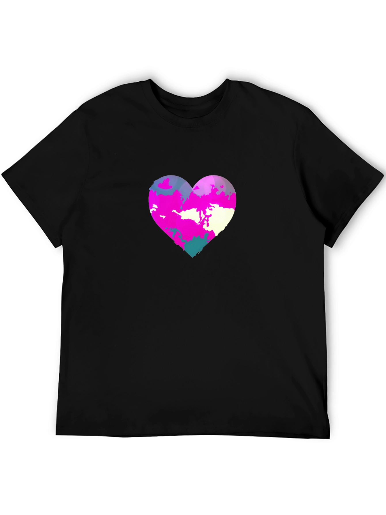 Heart Graphic Print Black Tee