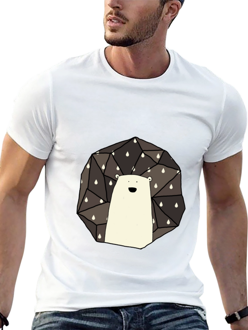 Geometric Hedgehog Graphic Tee - Stylish Black T-Shirt