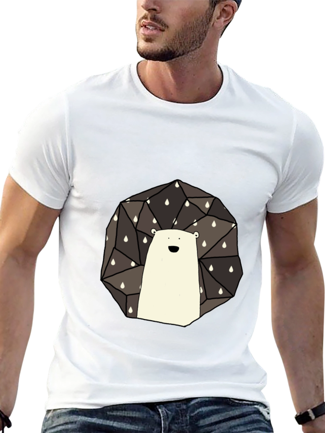 Geometric Hedgehog Graphic Tee - Stylish Black T-Shirt