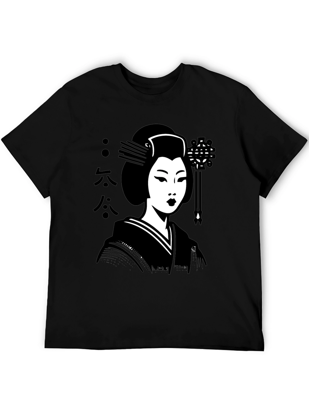 Geisha Graphic Tee - Black Cotton T-Shirt