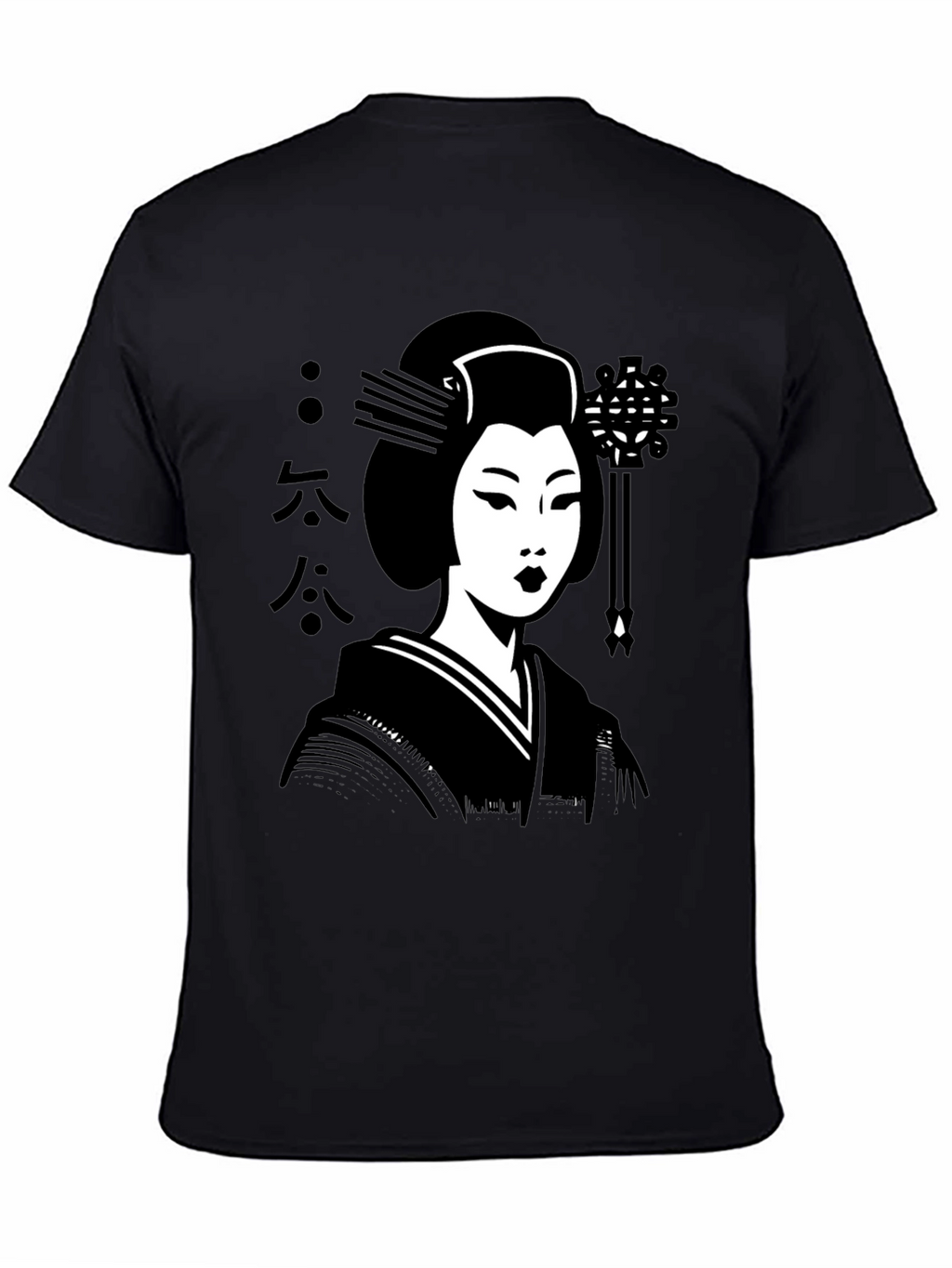 Geisha Graphic Tee - Black Cotton T-Shirt