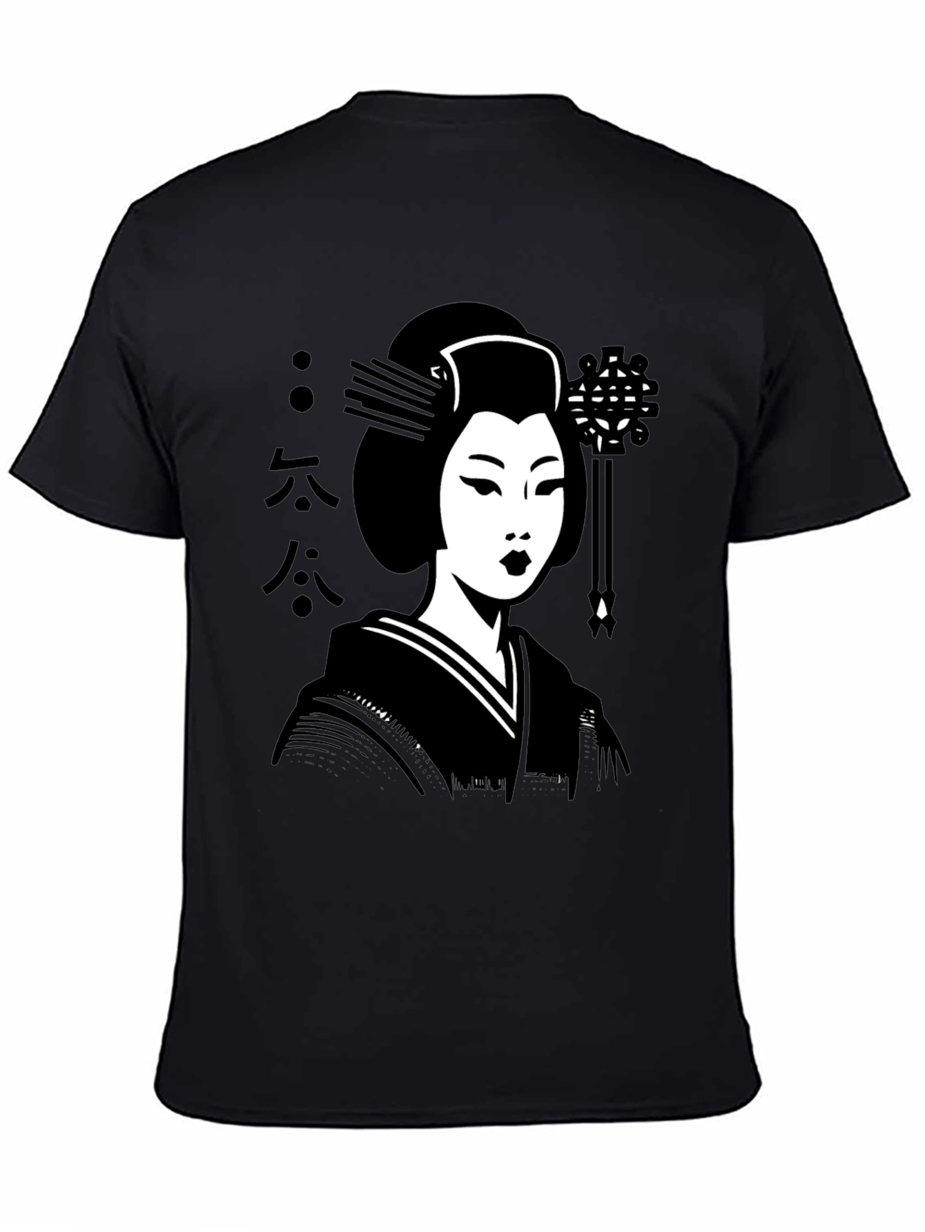 Geisha Graphic Tee - Black Cotton T-Shirt