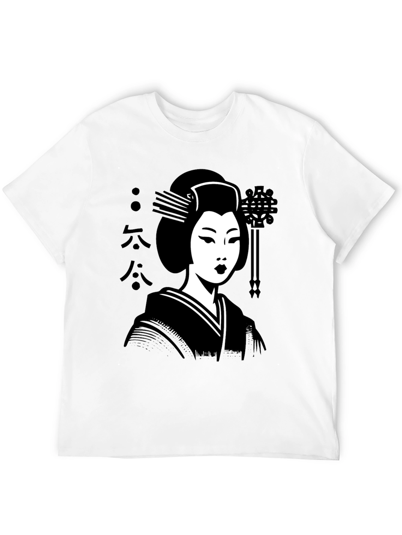 Geisha Graphic Tee - Black Cotton T-Shirt