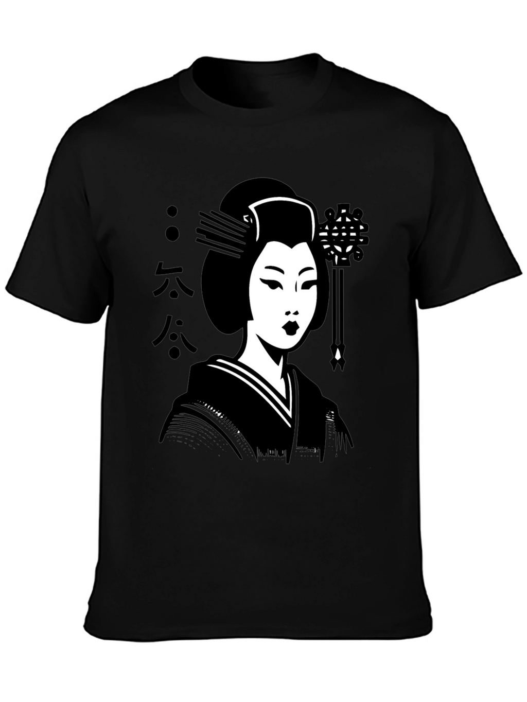 Geisha Graphic Tee - Black Cotton T-Shirt