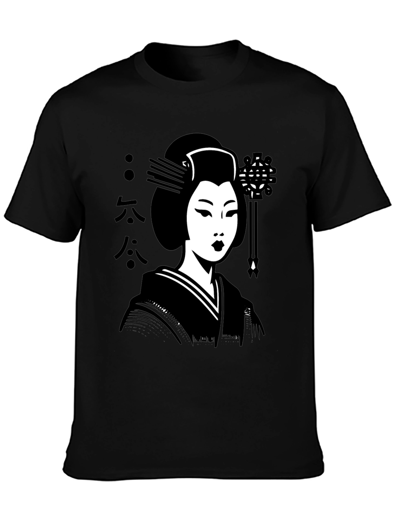 Geisha Graphic Tee - Black Cotton T-Shirt