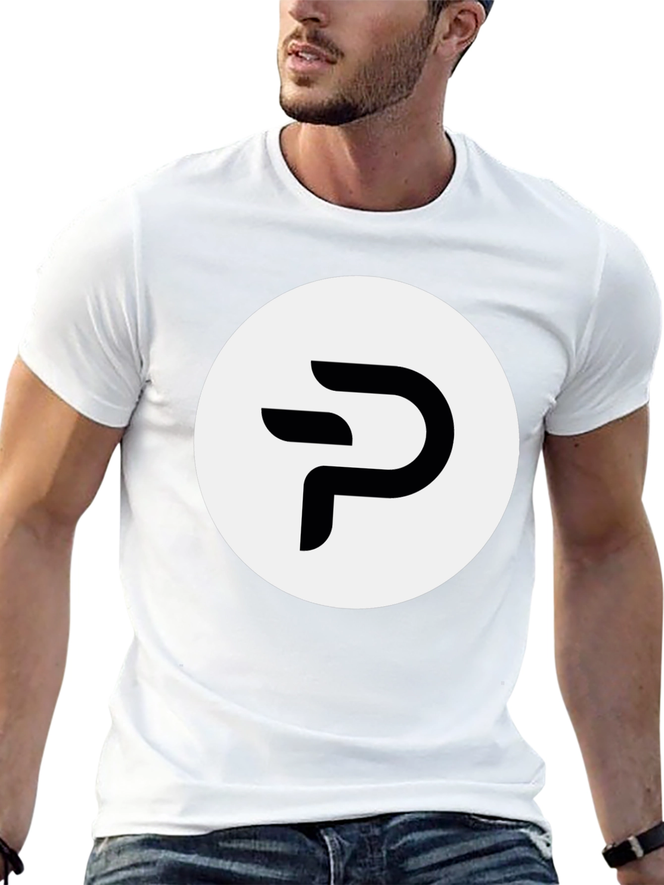 Modern Black Tee with Abstract P Logo