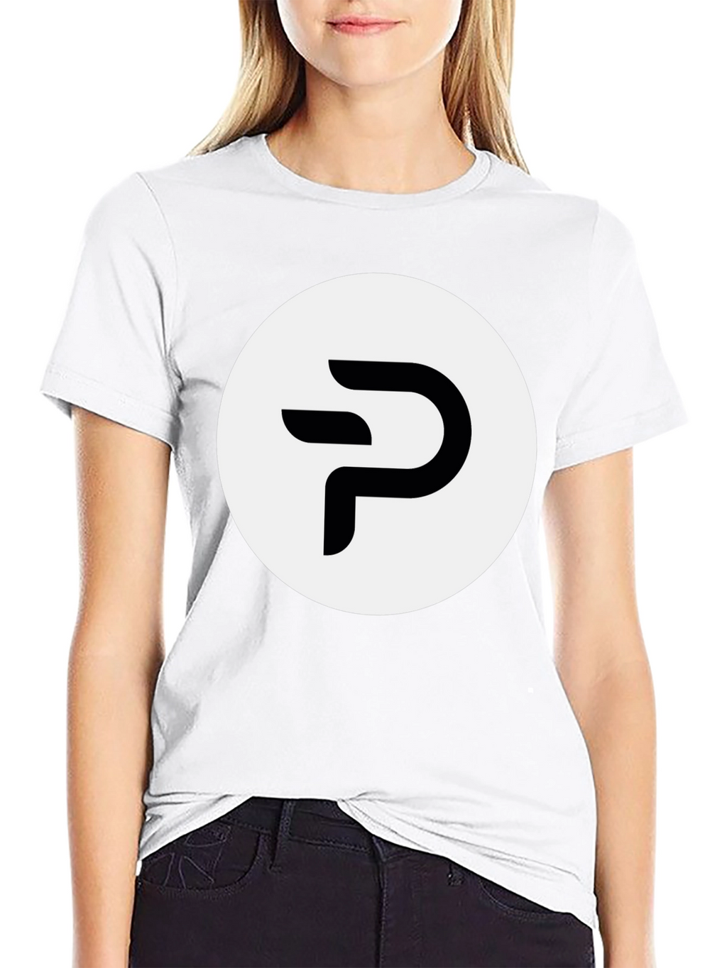 Modern Black Tee with Abstract P Logo