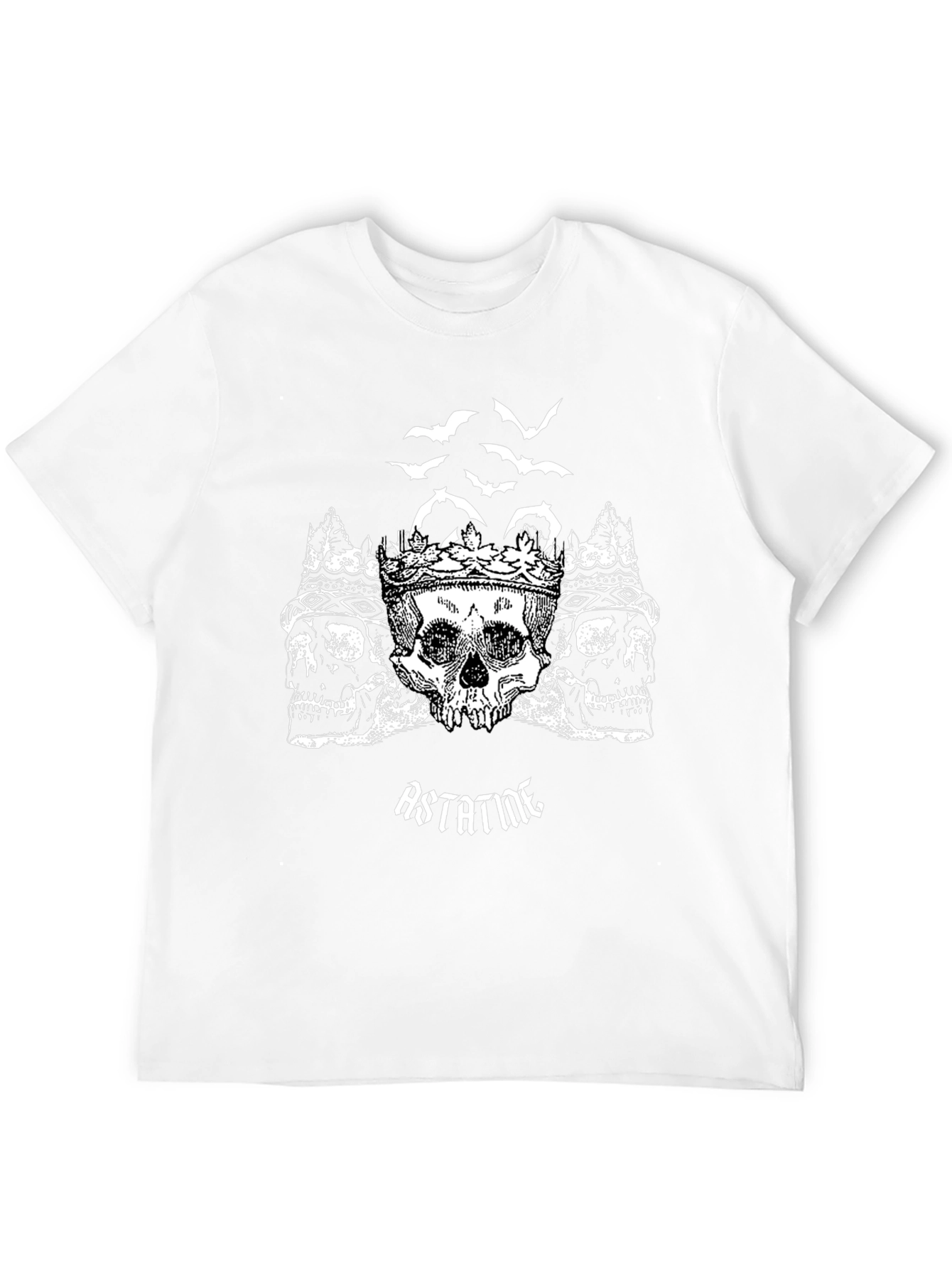 Skull Crown Bats T-Shirt - Rock Band Style Black Tee
