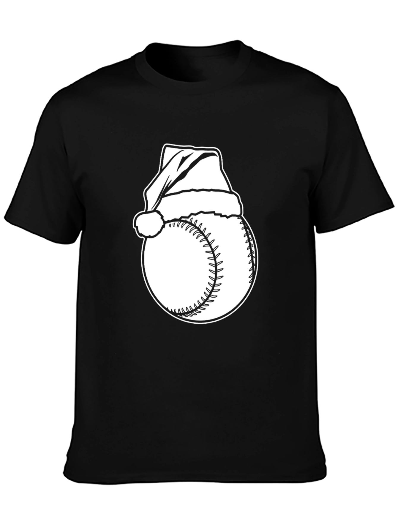 Baseball Santa Hat T-Shirt - Holiday Baseball Tee