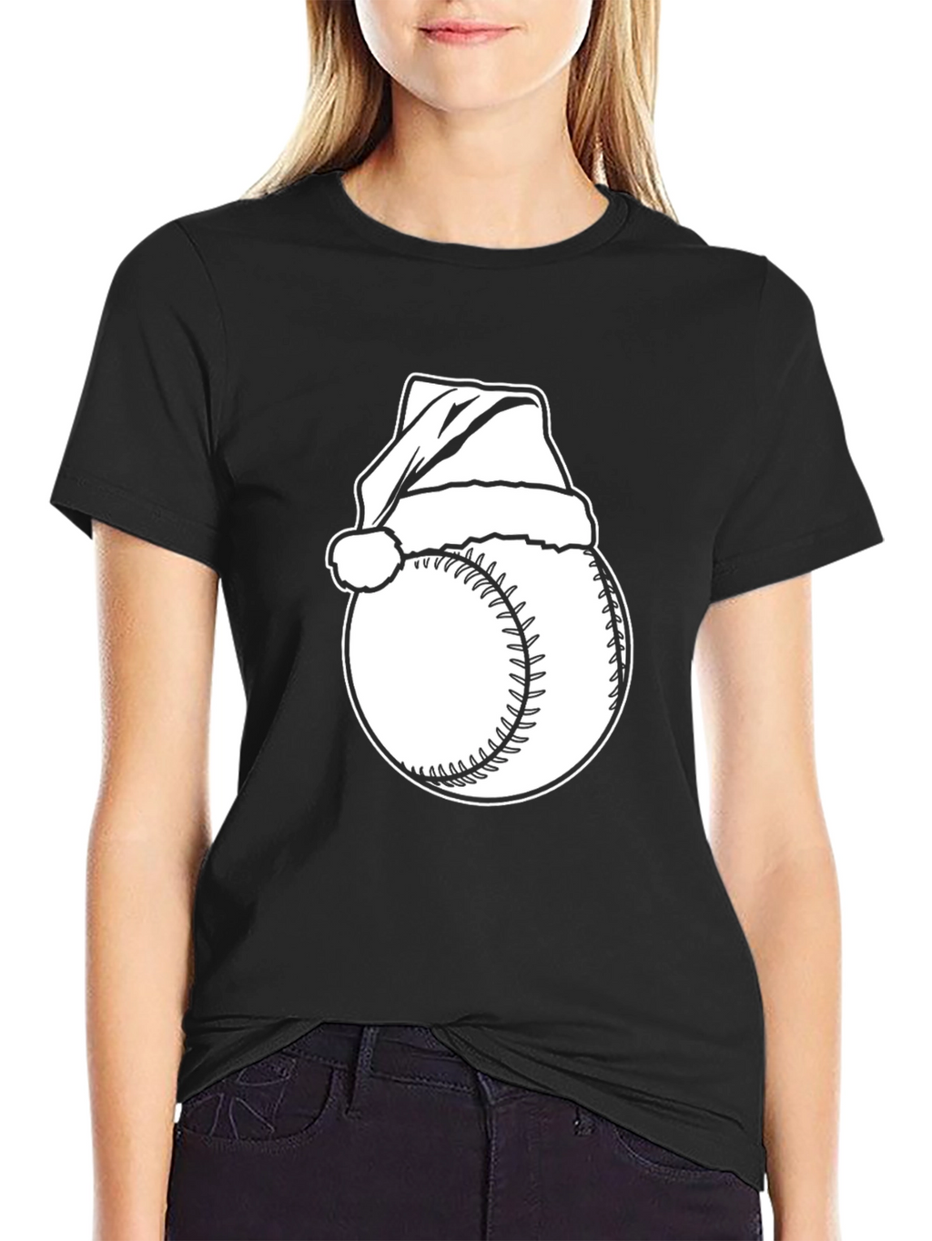 Baseball Santa Hat T-Shirt - Holiday Baseball Tee