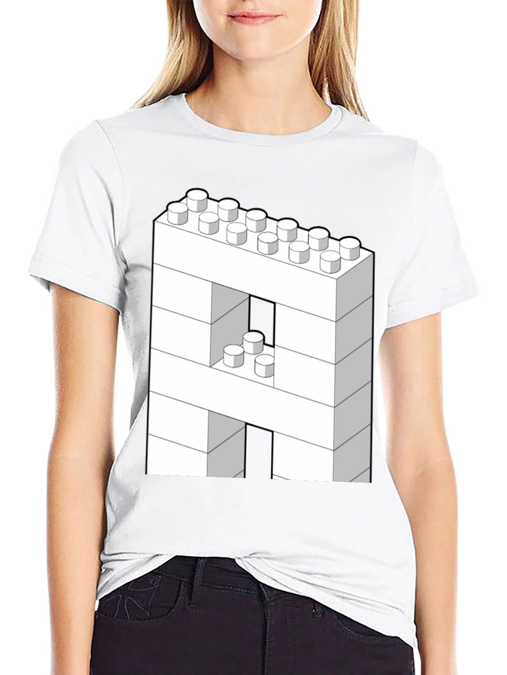 Block Letter A T-Shirt - Construction Brick Design