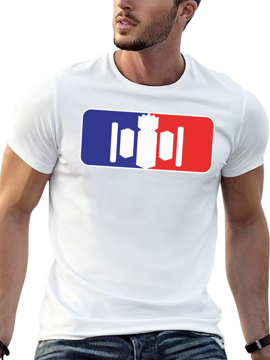 Unique Bomber T-Shirt - Red White and Blue Design