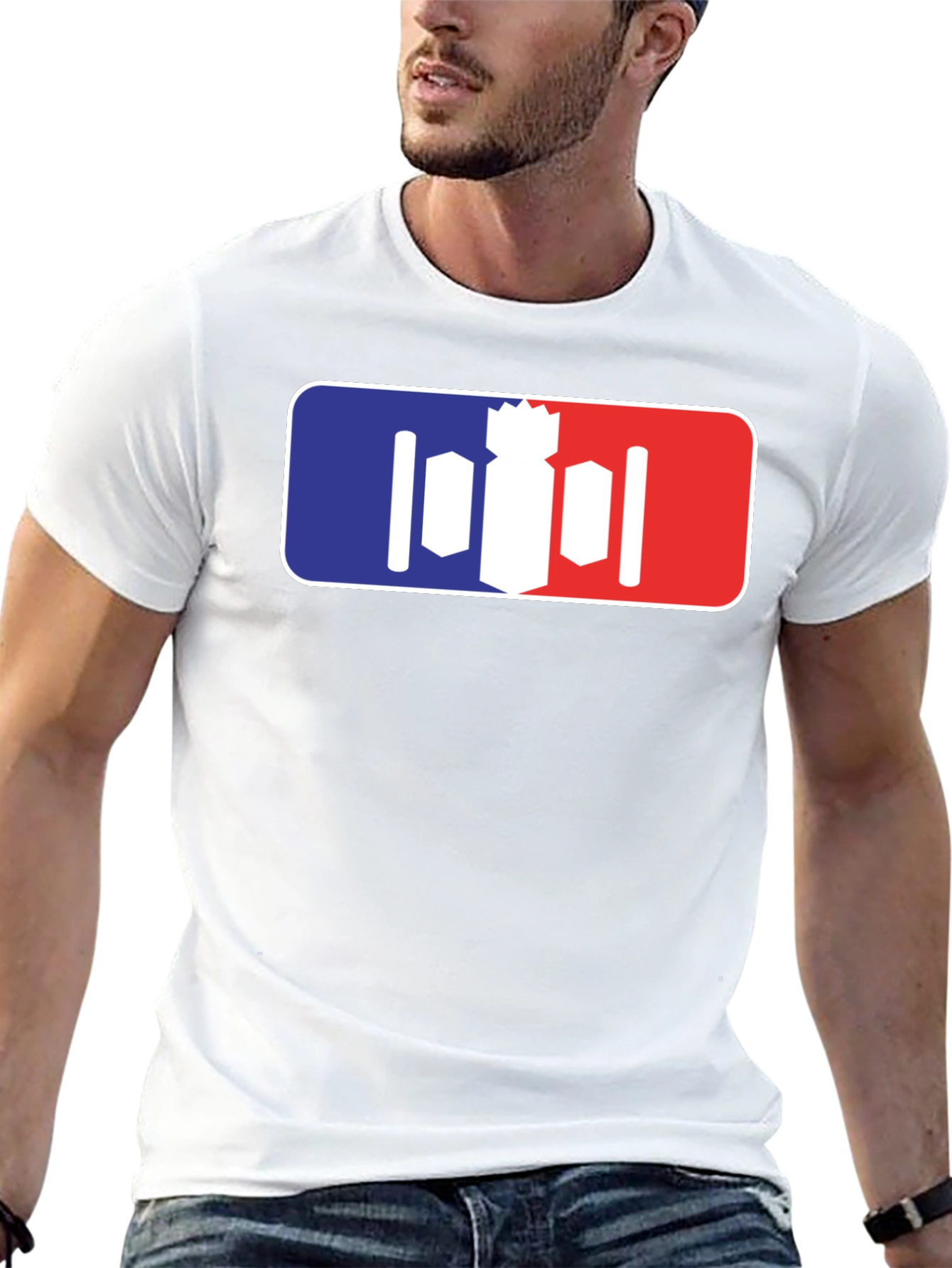Unique Bomber T-Shirt - Red White and Blue Design