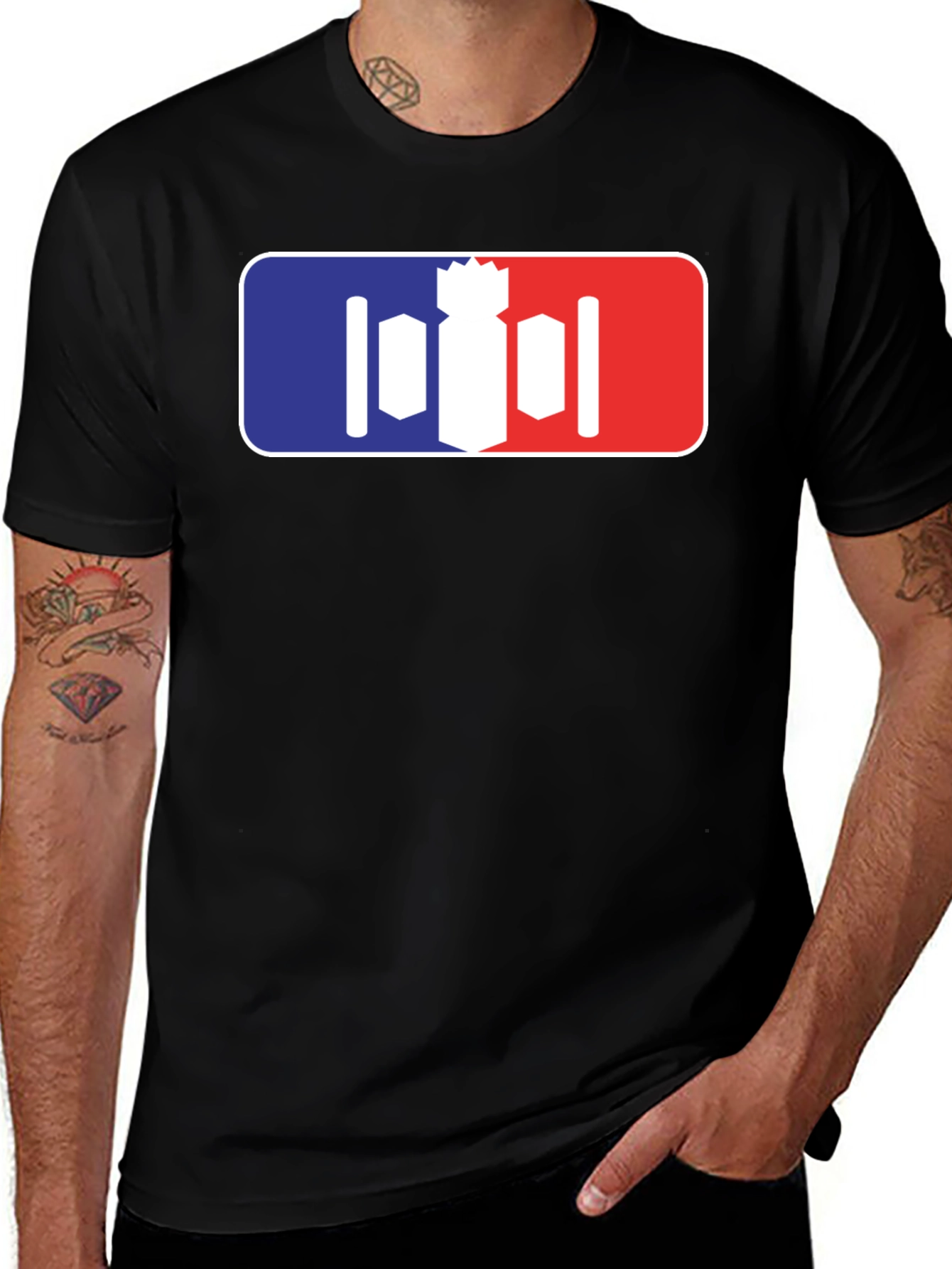 Unique Bomber T-Shirt - Red White and Blue Design