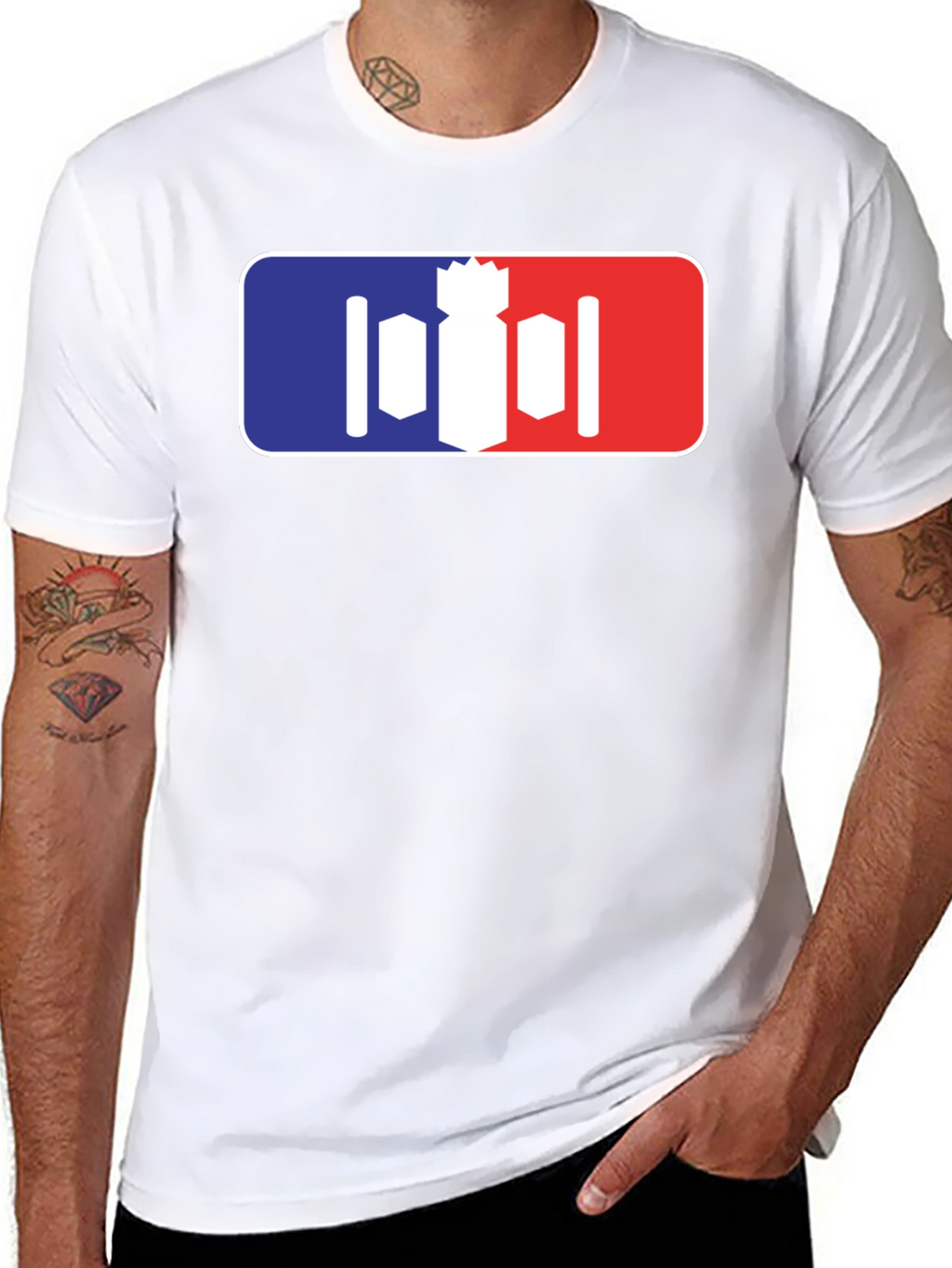 Unique Bomber T-Shirt - Red White and Blue Design