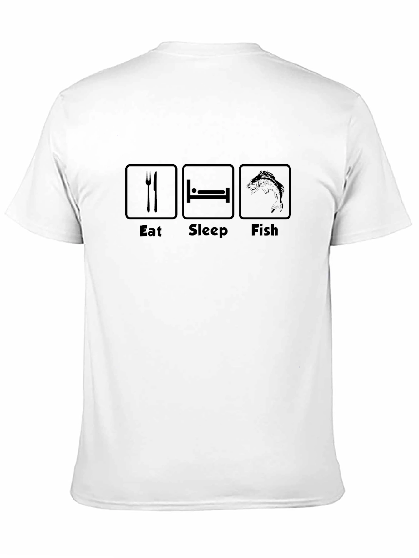 Eat Sleep Fish T-Shirt - Black Cotton Tee for Fishing Lovers