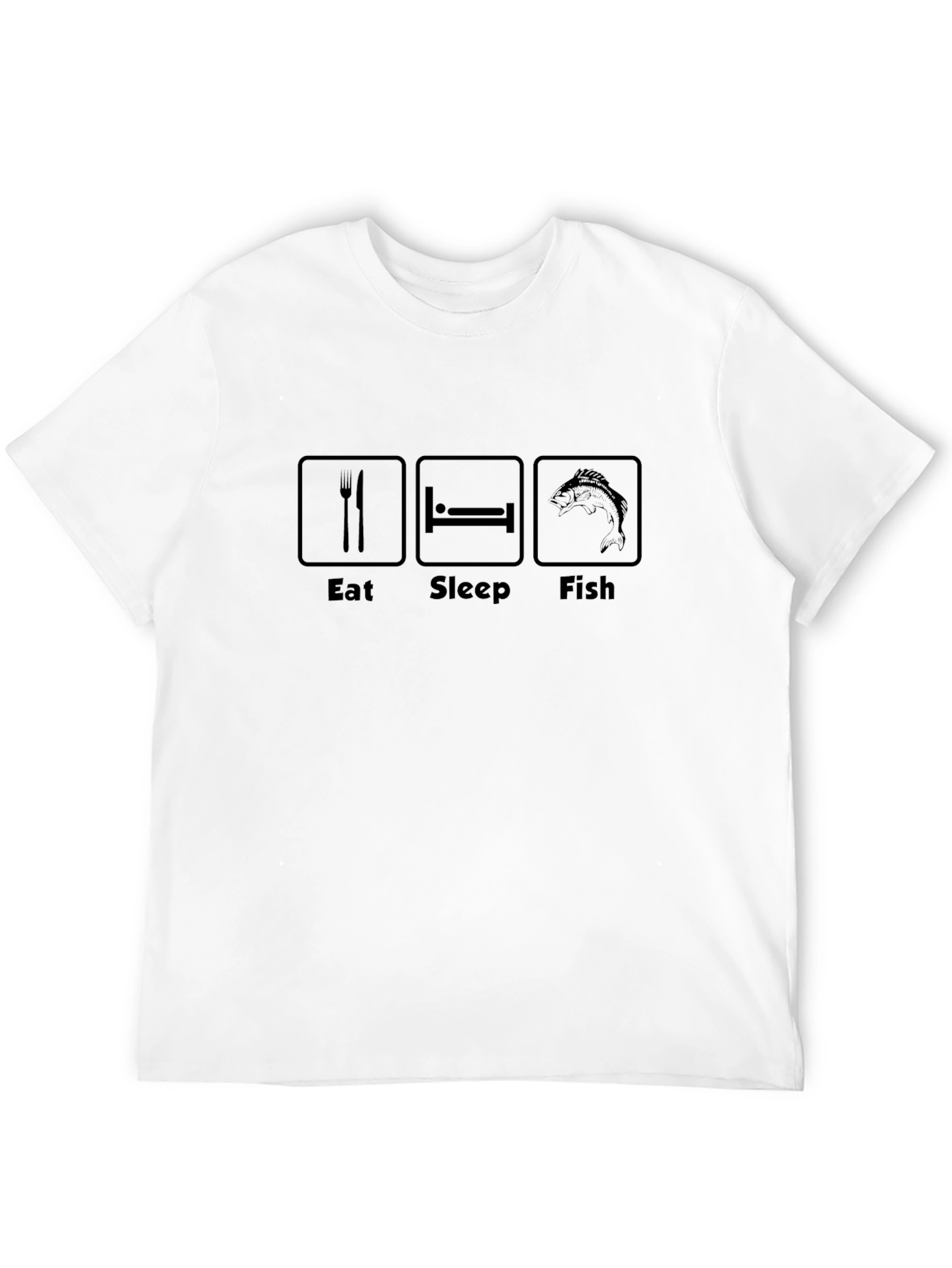 Eat Sleep Fish T-Shirt - Black Cotton Tee for Fishing Lovers