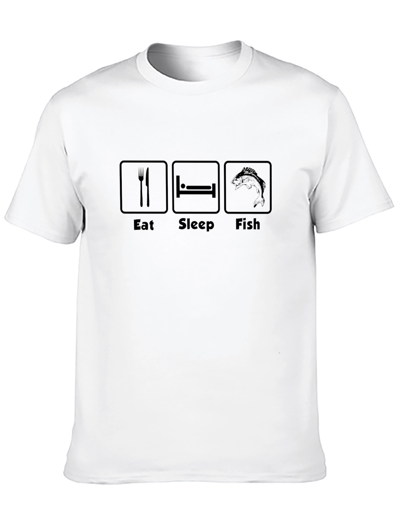 Eat Sleep Fish T-Shirt - Black Cotton Tee for Fishing Lovers