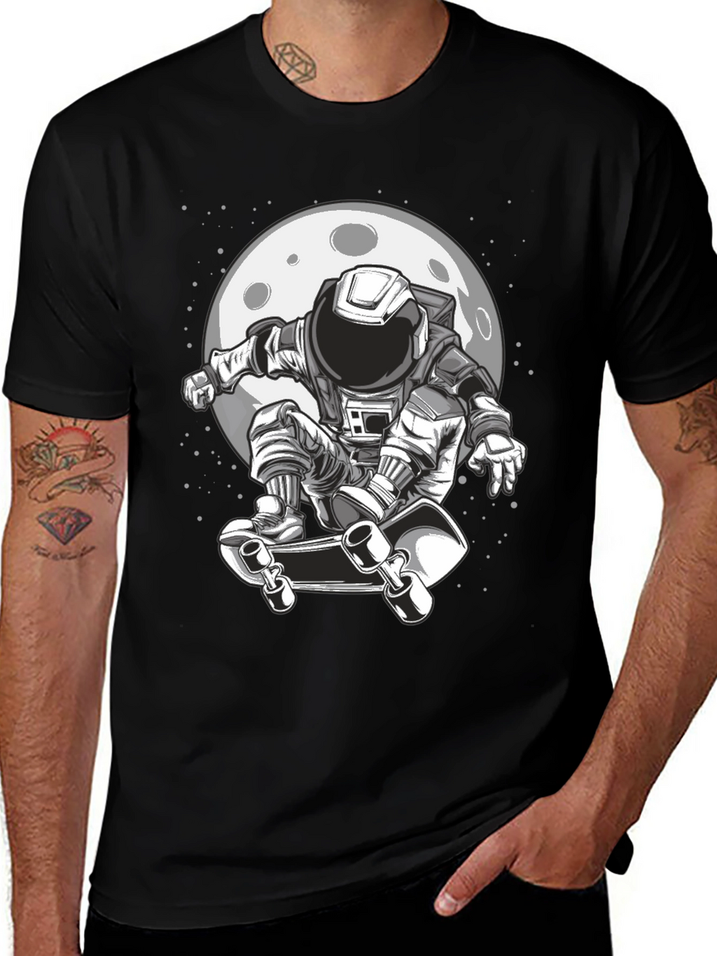 Astronaut Skateboarder Graphic Tee
