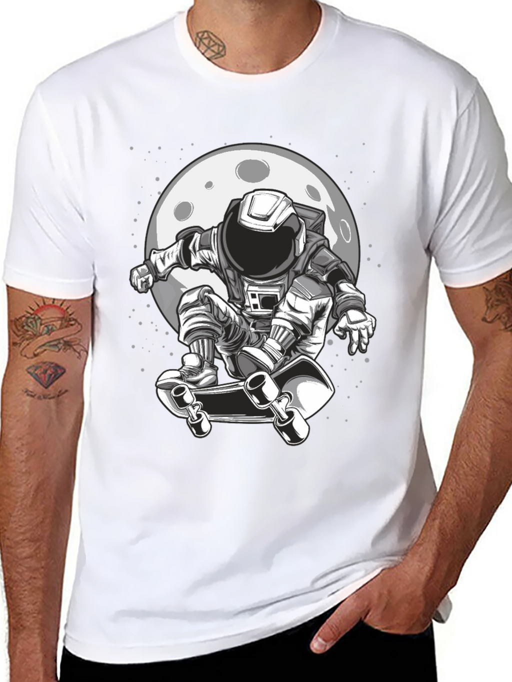 Astronaut Skateboarder Graphic Tee