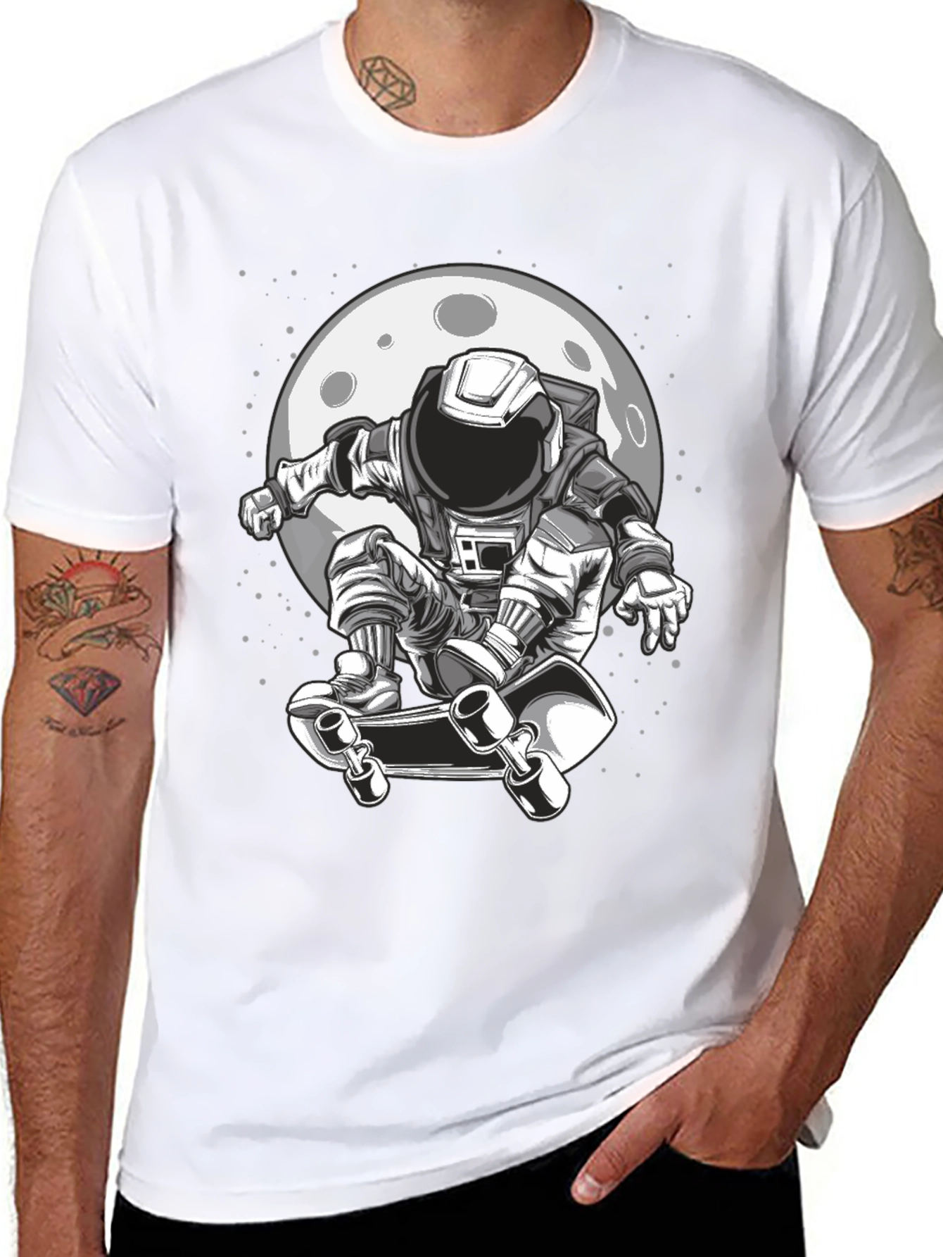 Astronaut Skateboarder Graphic Tee