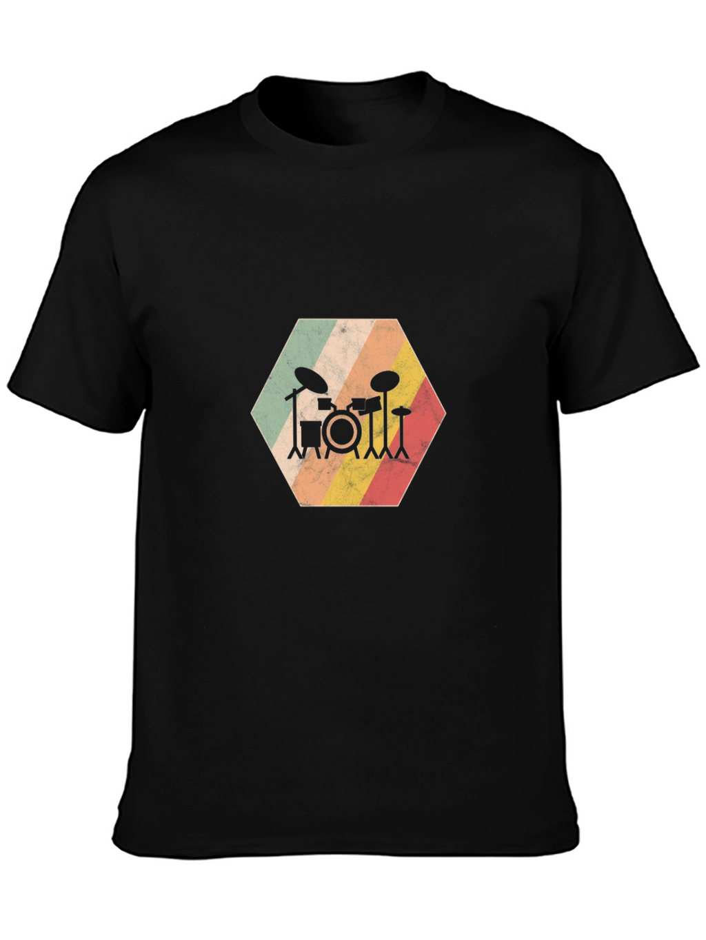 Retro Drum Set Graphic Tee - Black